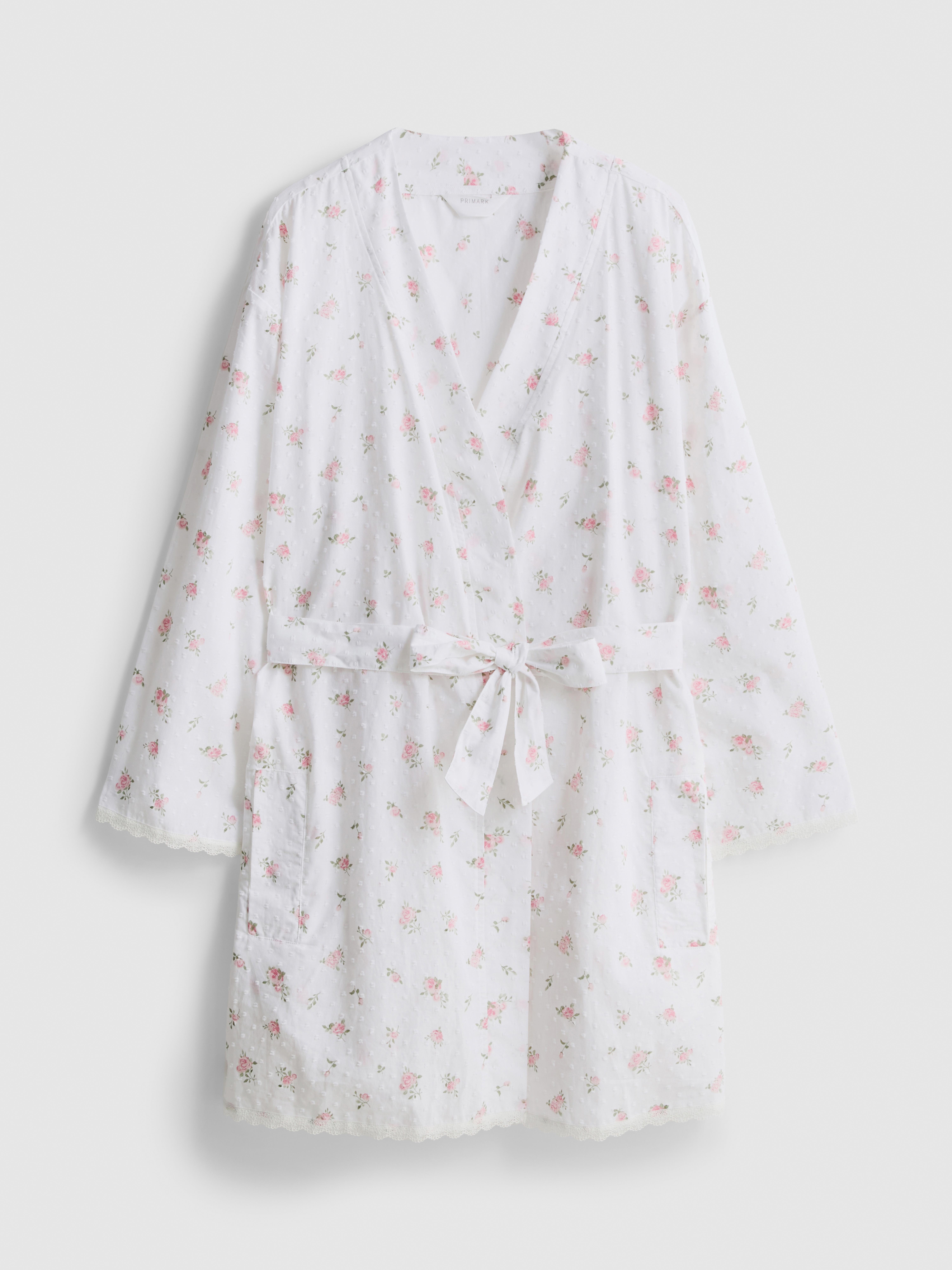 Mini peignoir en coton à motif floral
