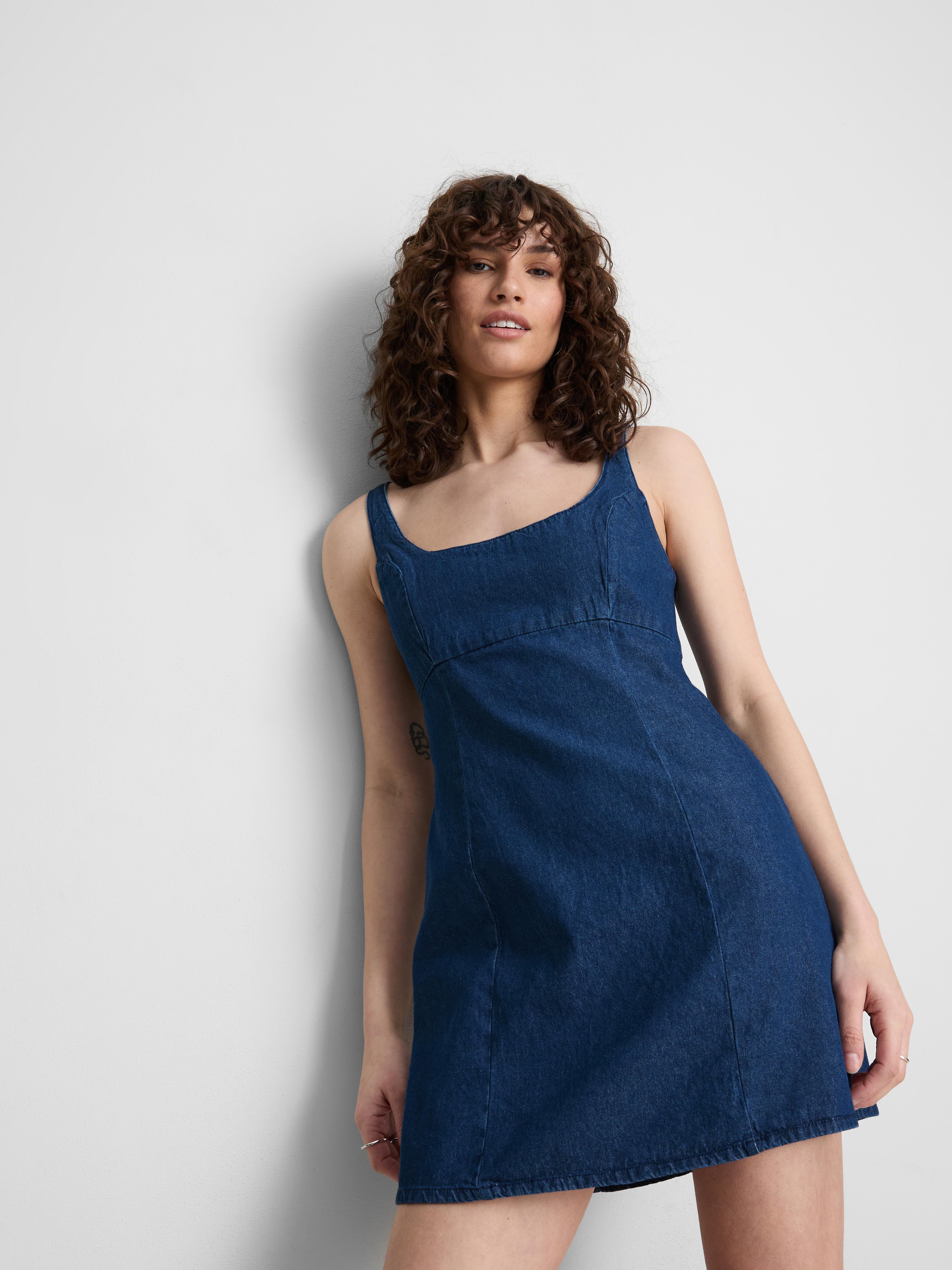Women's Indigo The Primark Scene | Cotton Denim Square-Neck Mini Dress |  Primark
