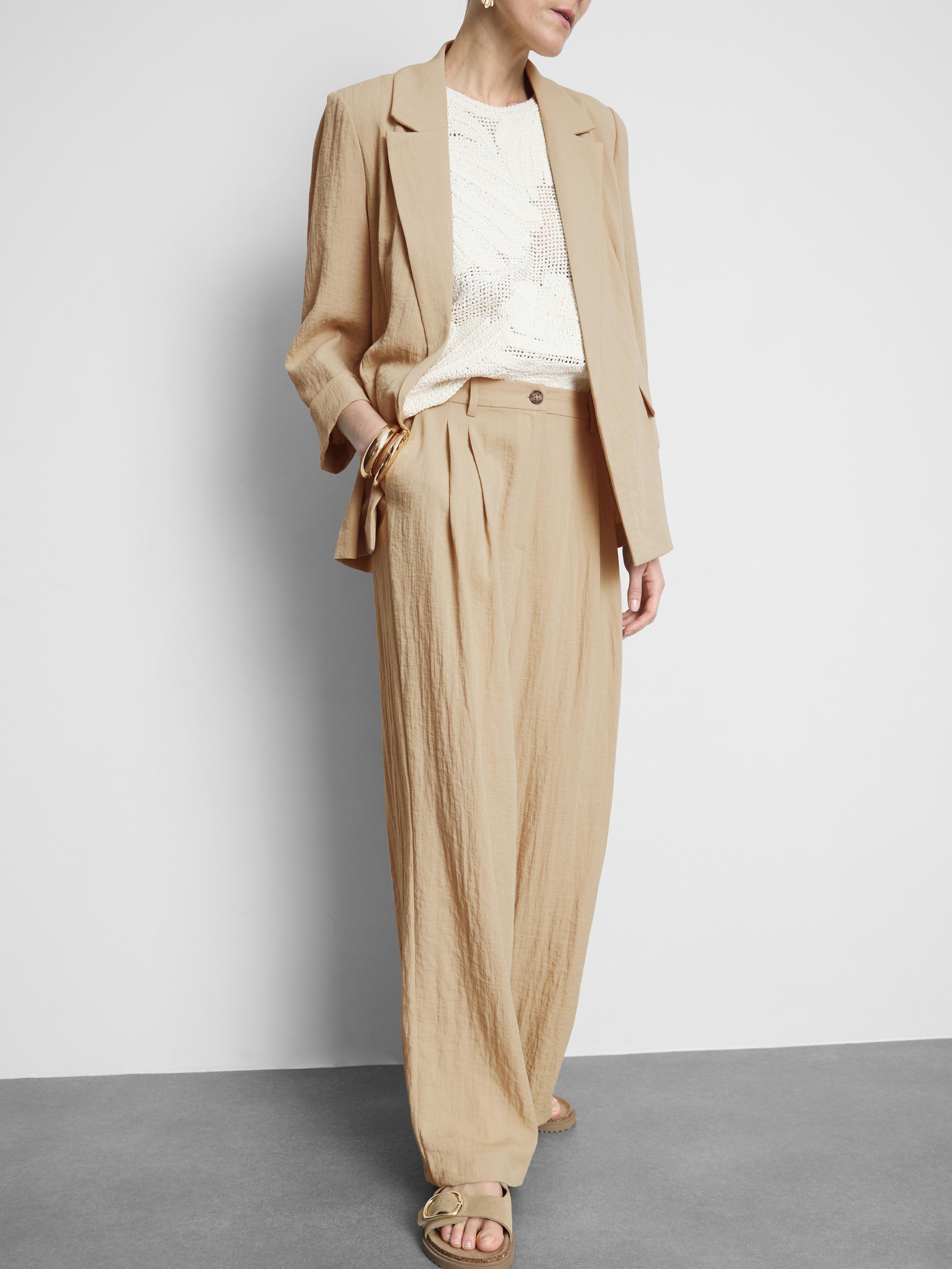 Textured Slouchy Mid-Rise Pants