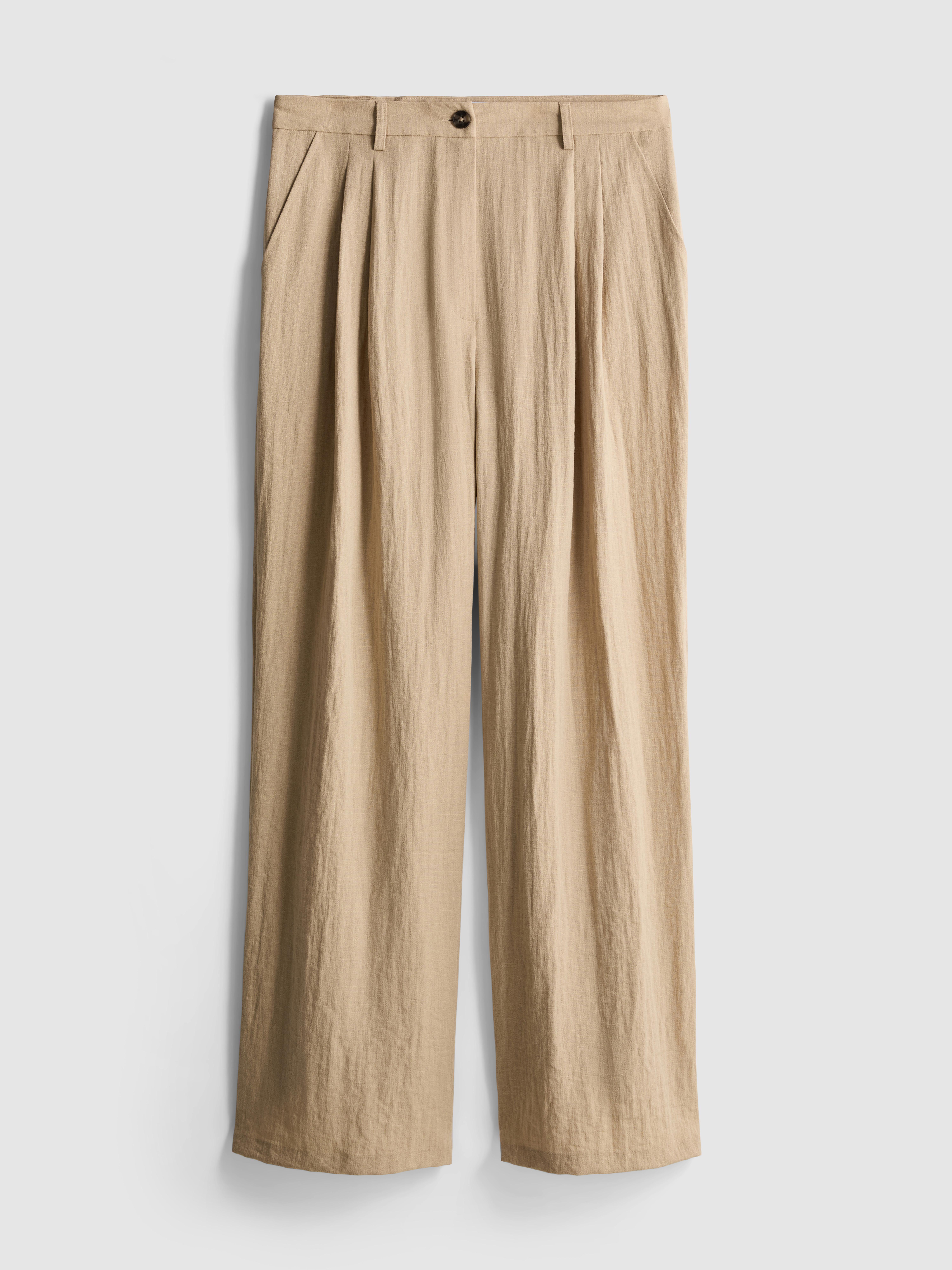 Textured Slouchy Mid-Rise Pants