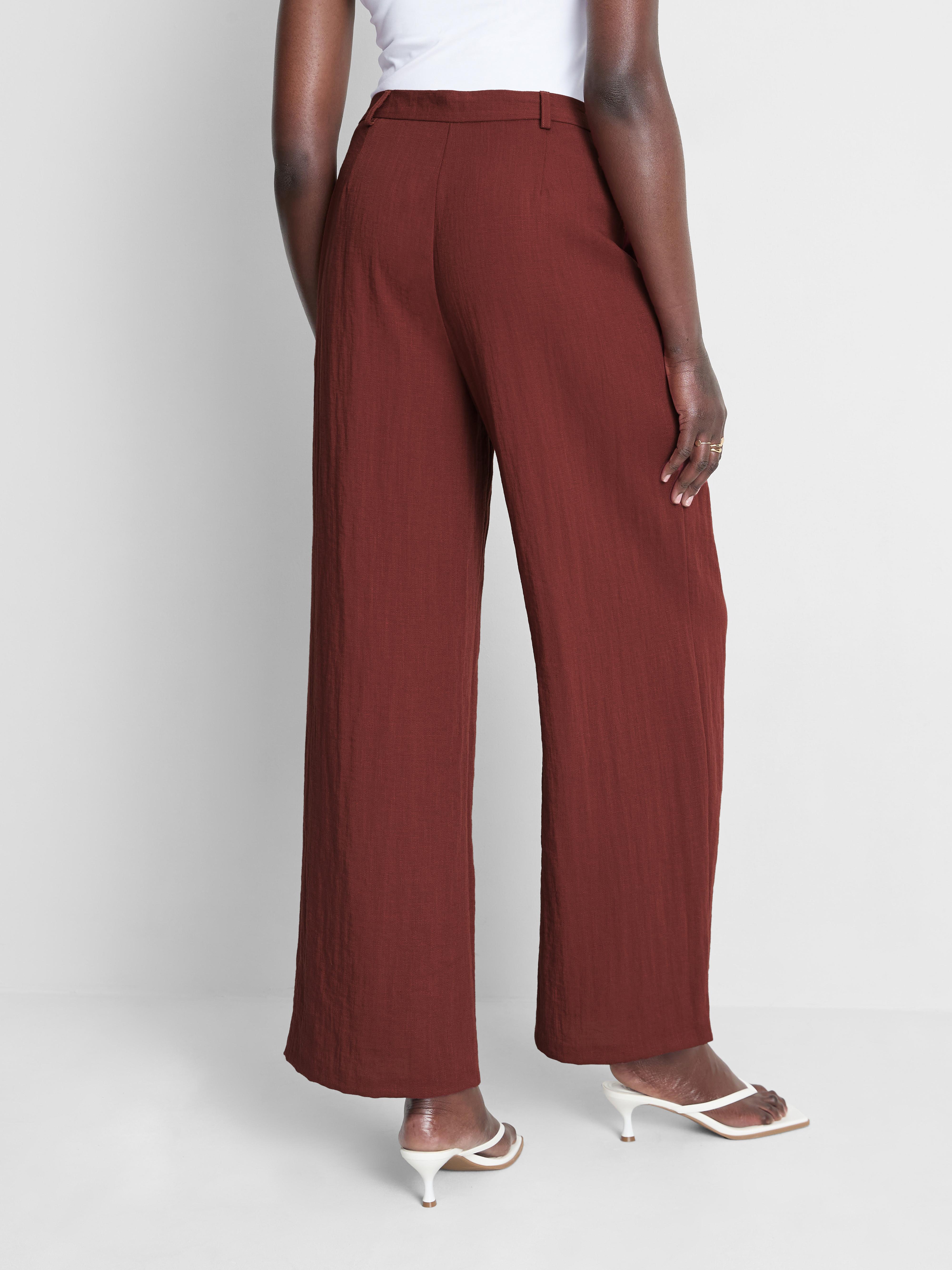 Textured Slouchy Mid Rise Trousers