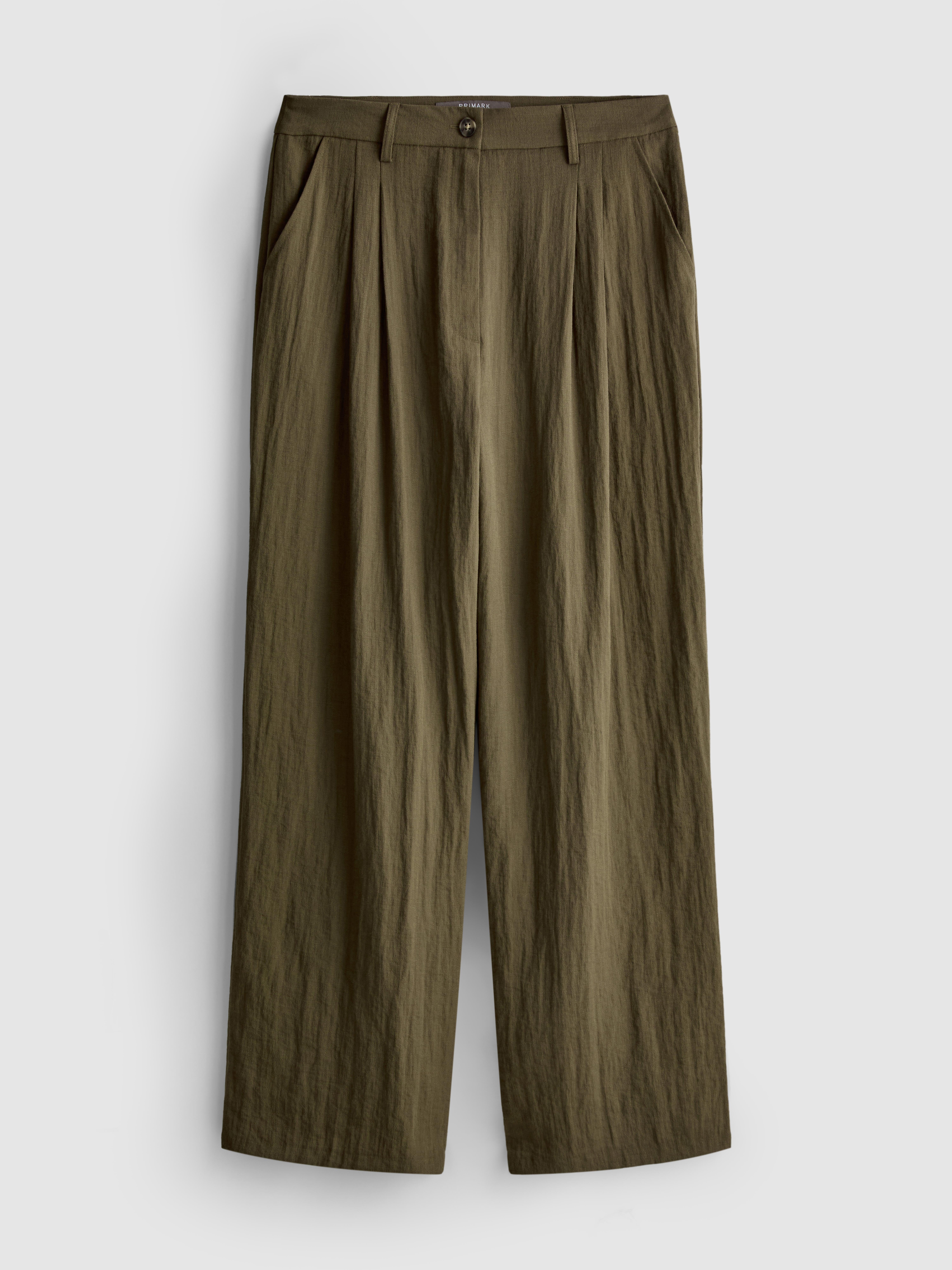 Textured Slouchy Mid-Rise Pants