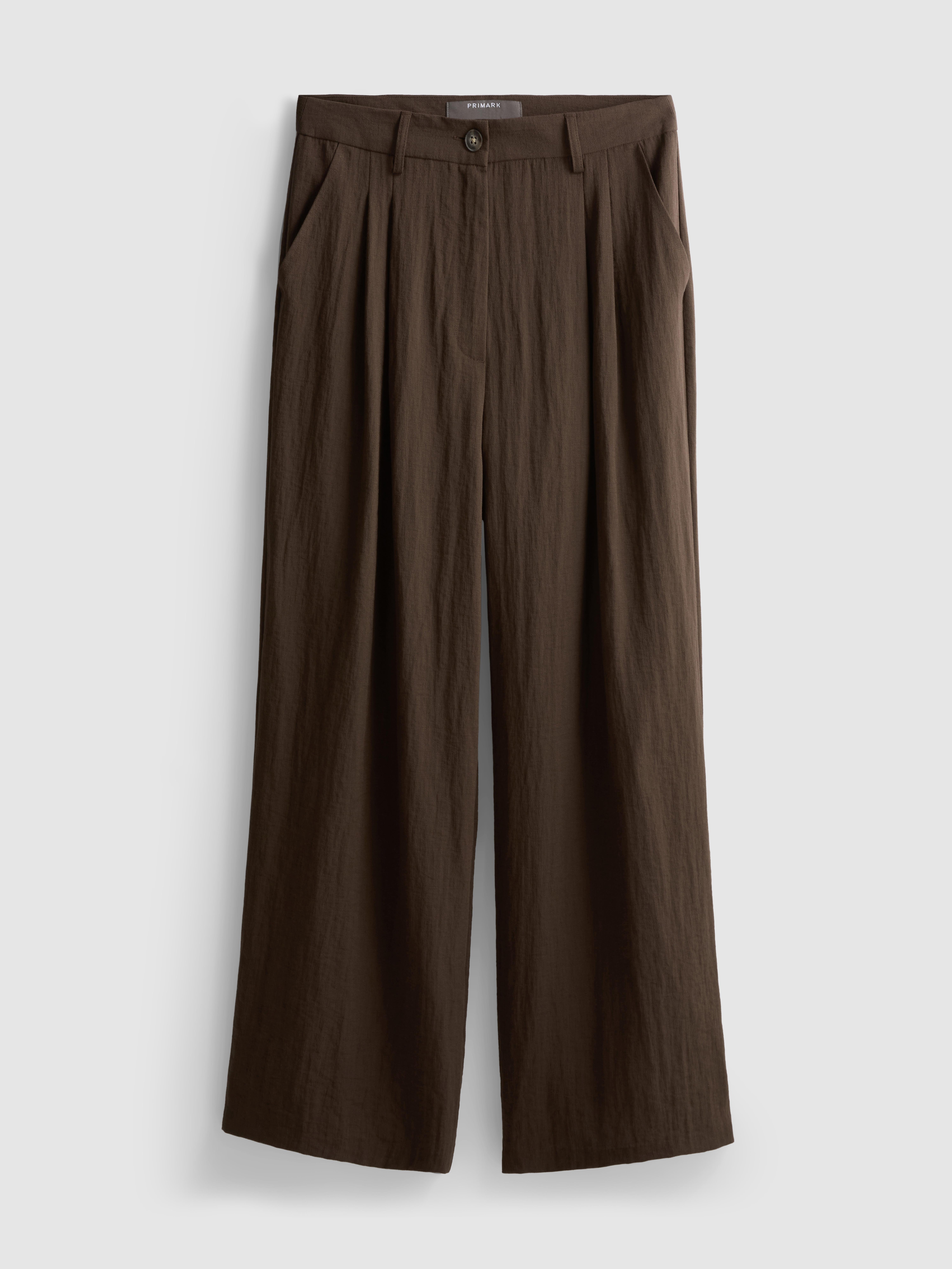 Textured Slouchy Mid Rise Trousers
