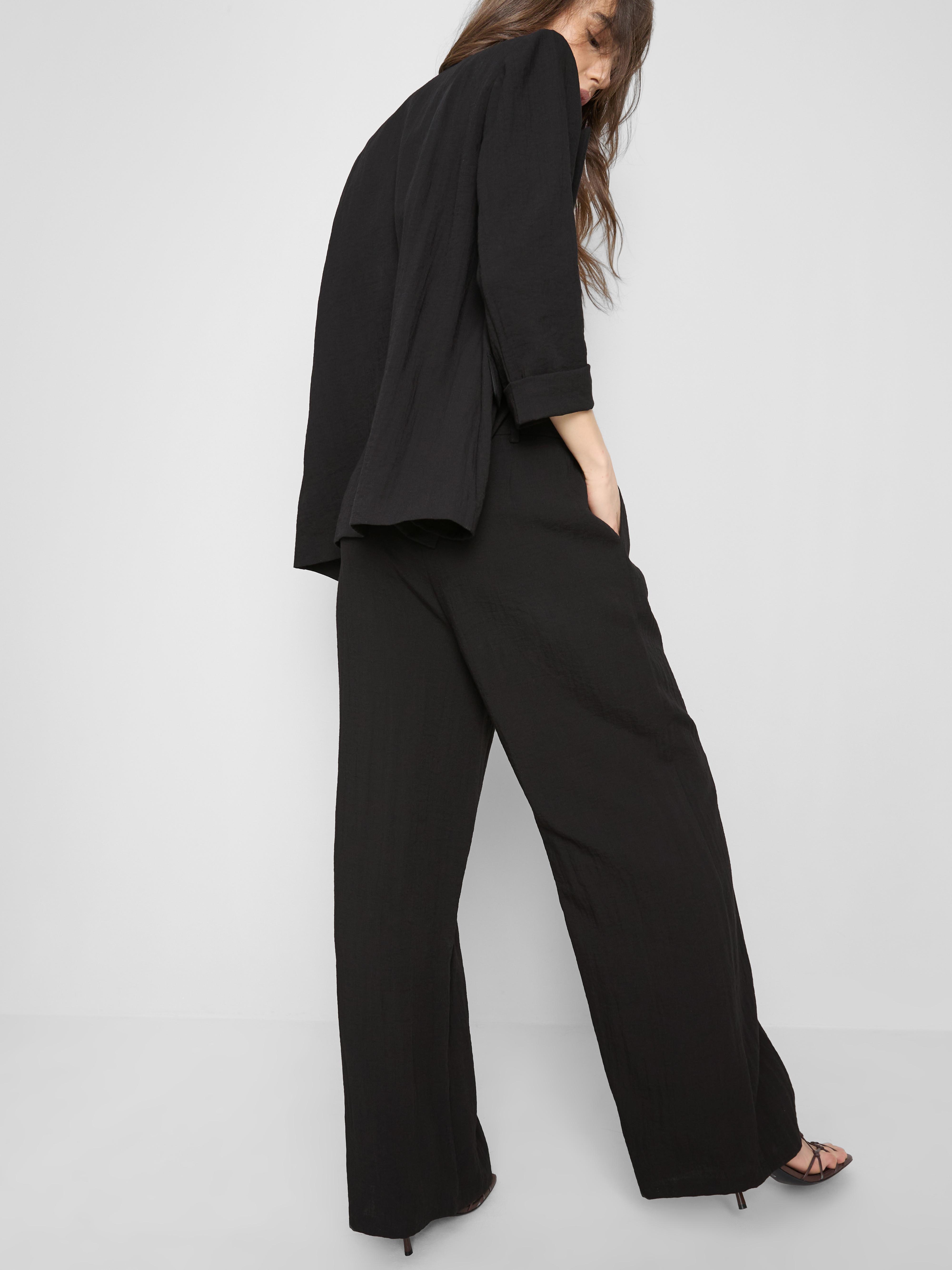 Textured Slouchy Mid-Rise Pants