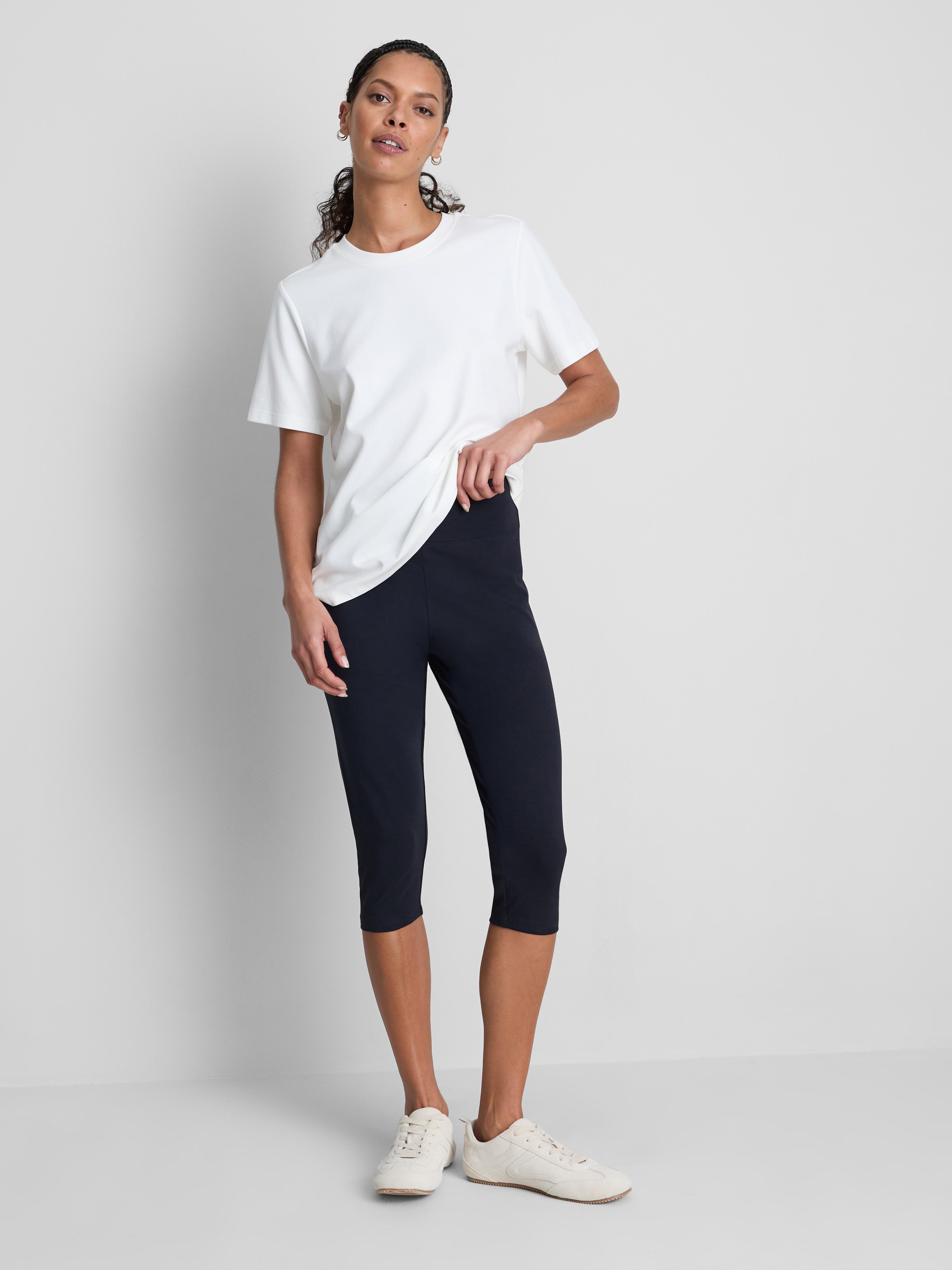 Cotton-Rich High-Waist Capri Leggings