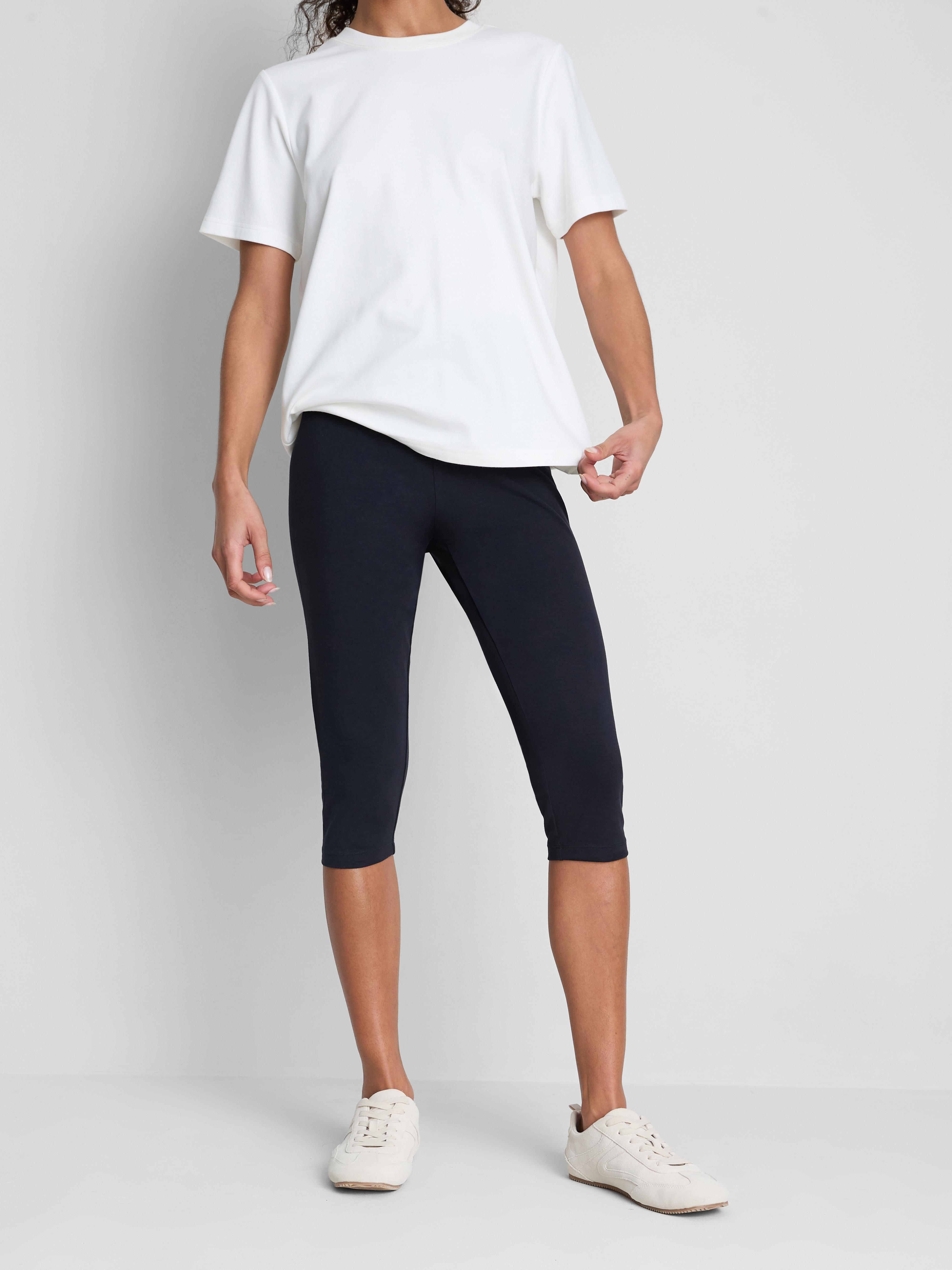 Cotton-Rich High-Waist Capri Leggings