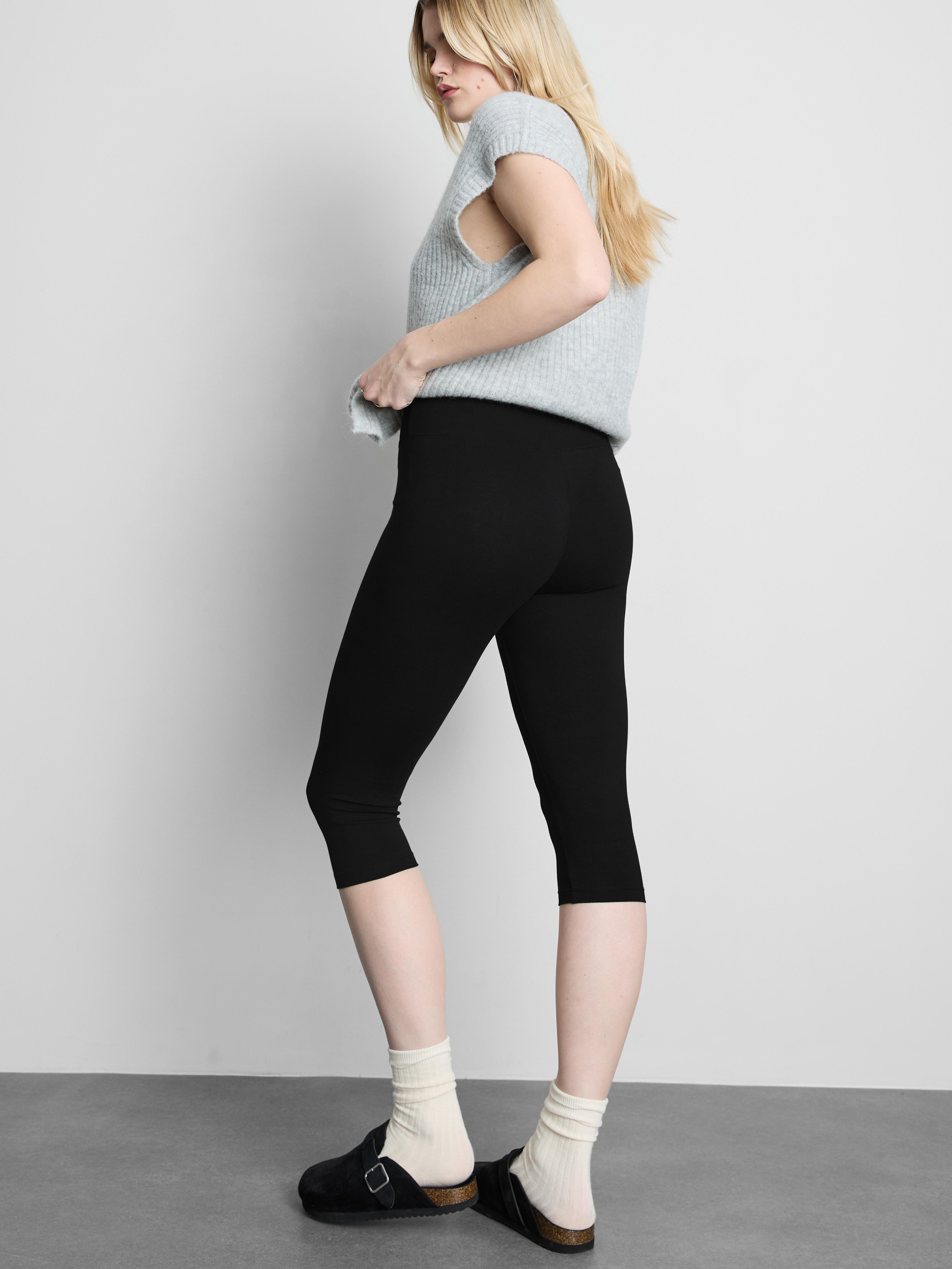 Magas derekú, magas pamuttartalmú capri fazonú leggings