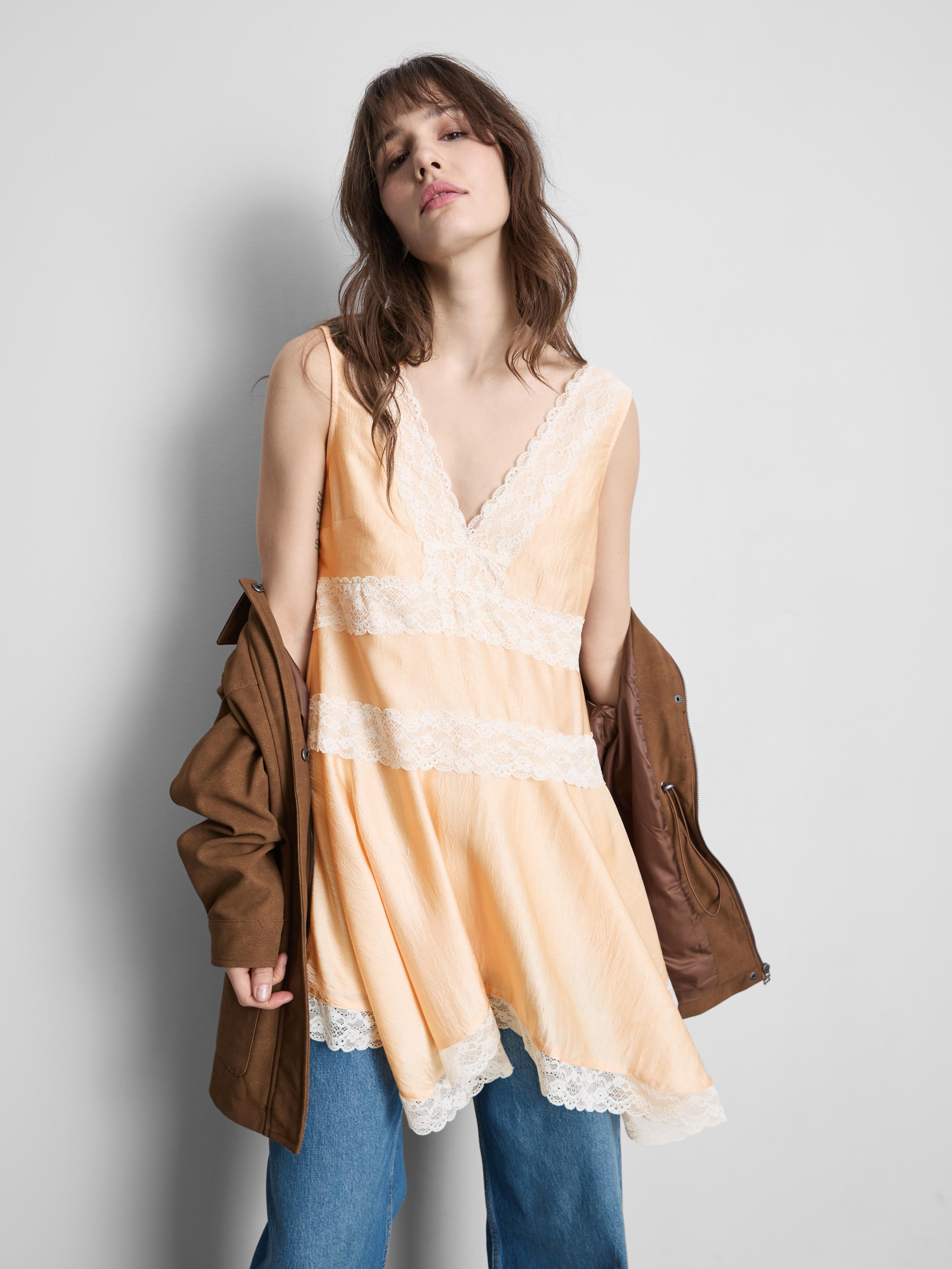 Tiered Lace Asymmetric Mini Dress