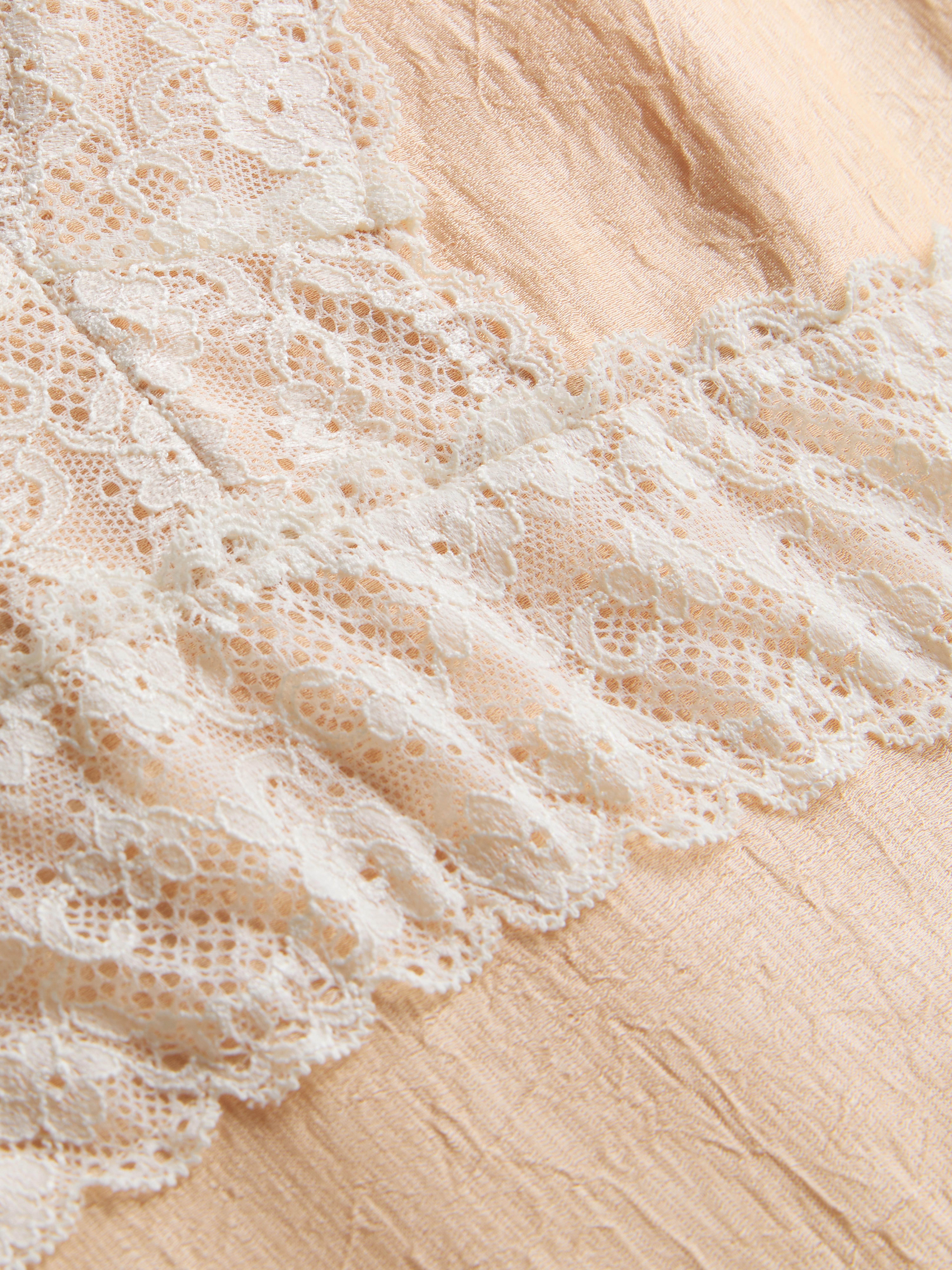 Tiered Lace Asymmetric Mini Dress