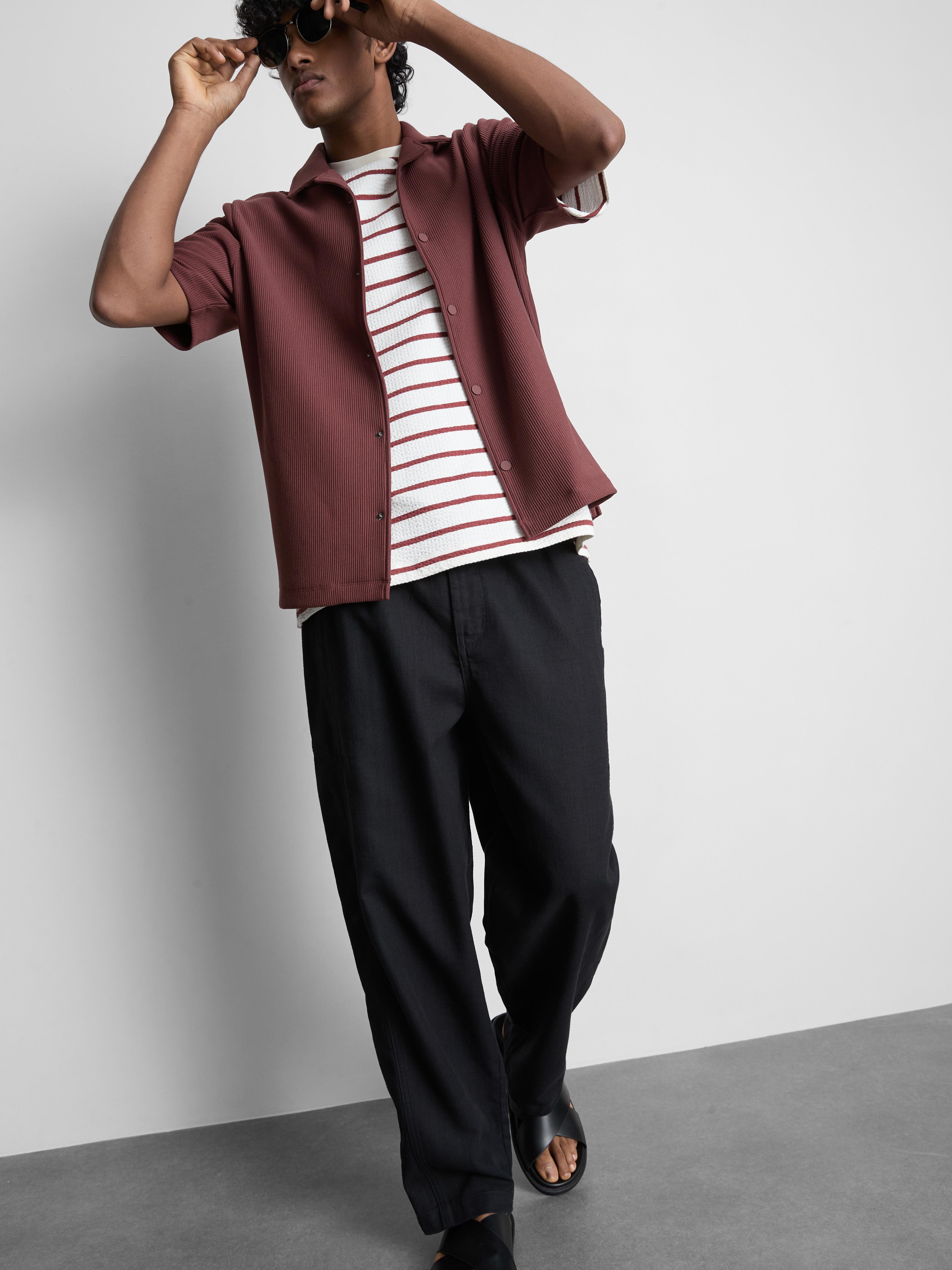 Texturované kalhoty se stahovací šňůrkou