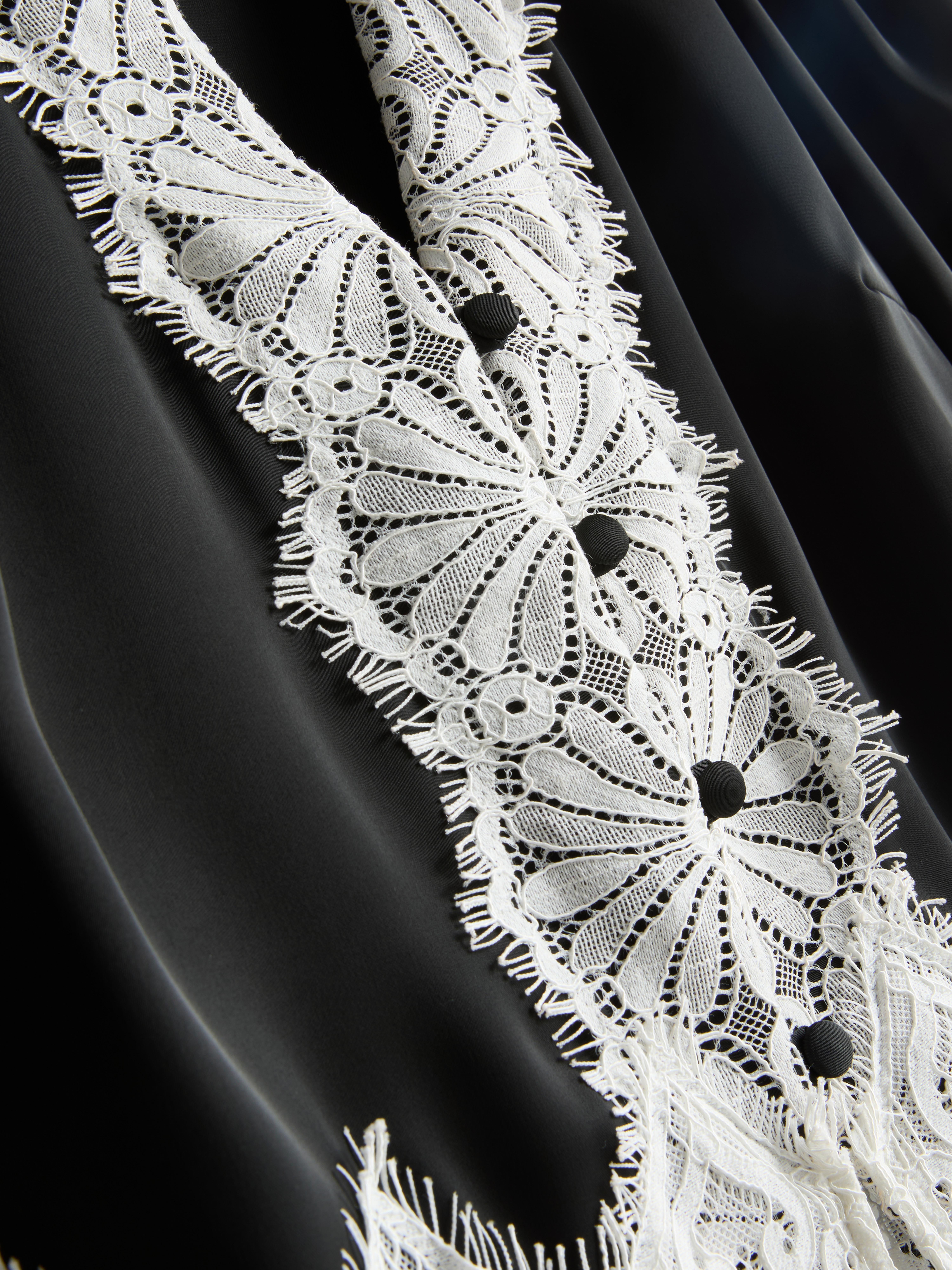 Women's Black Lace Detail Satin Blouse