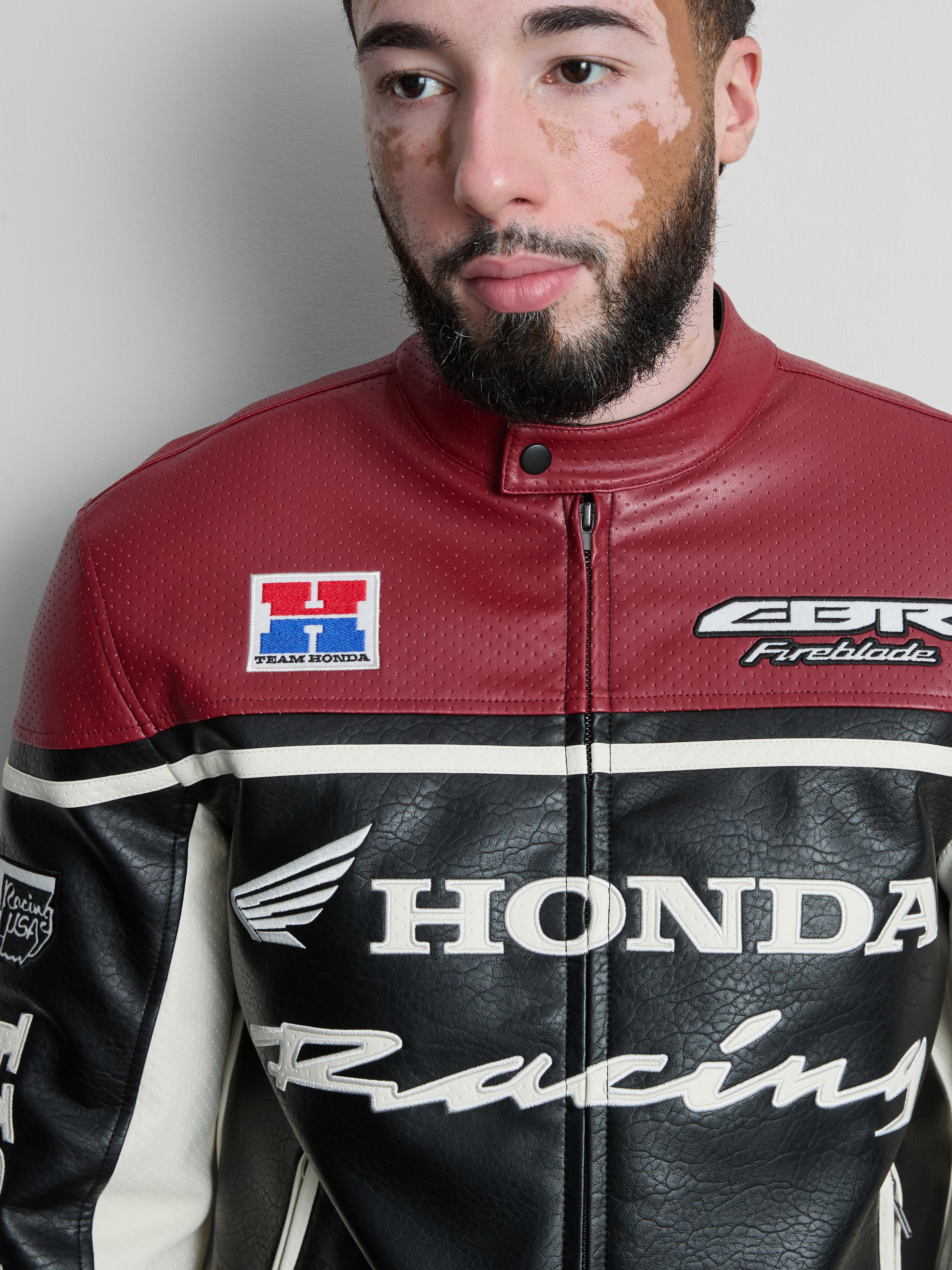 Men's Black Honda Racing Biker Jacket | Primark