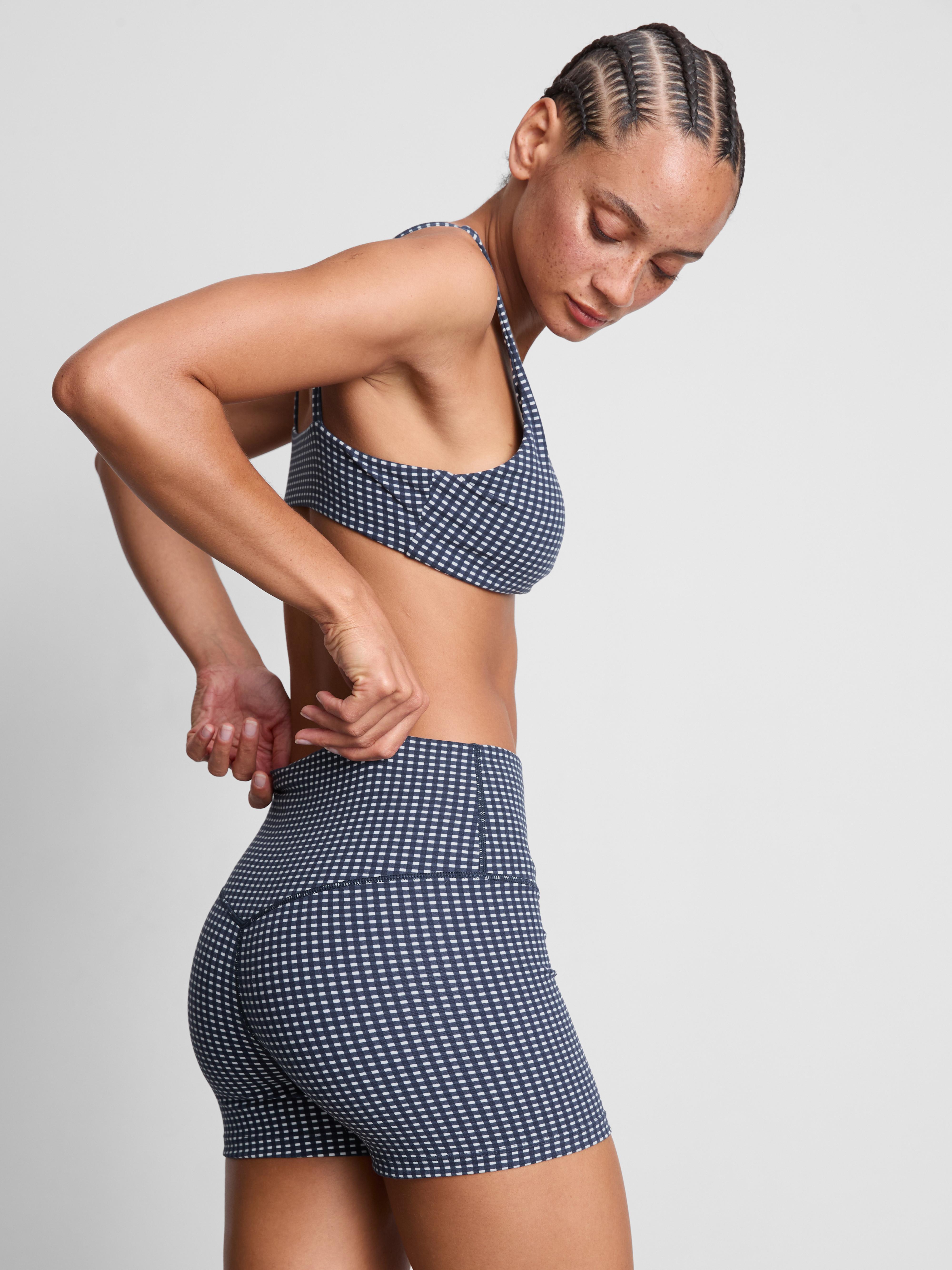 Active High-Waist-Shorts mit Vichykaros