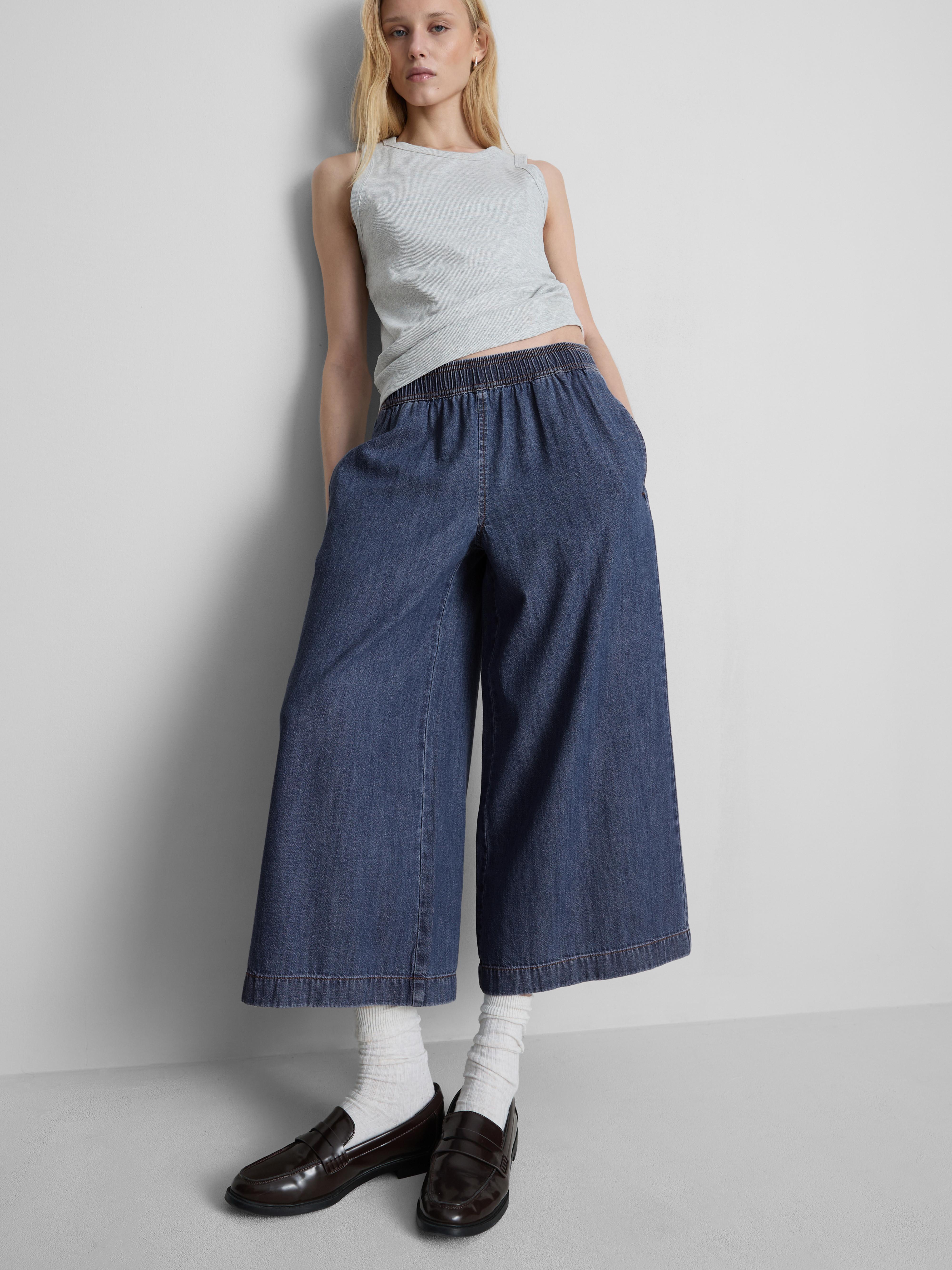 Wide-Leg Culotte Jeans