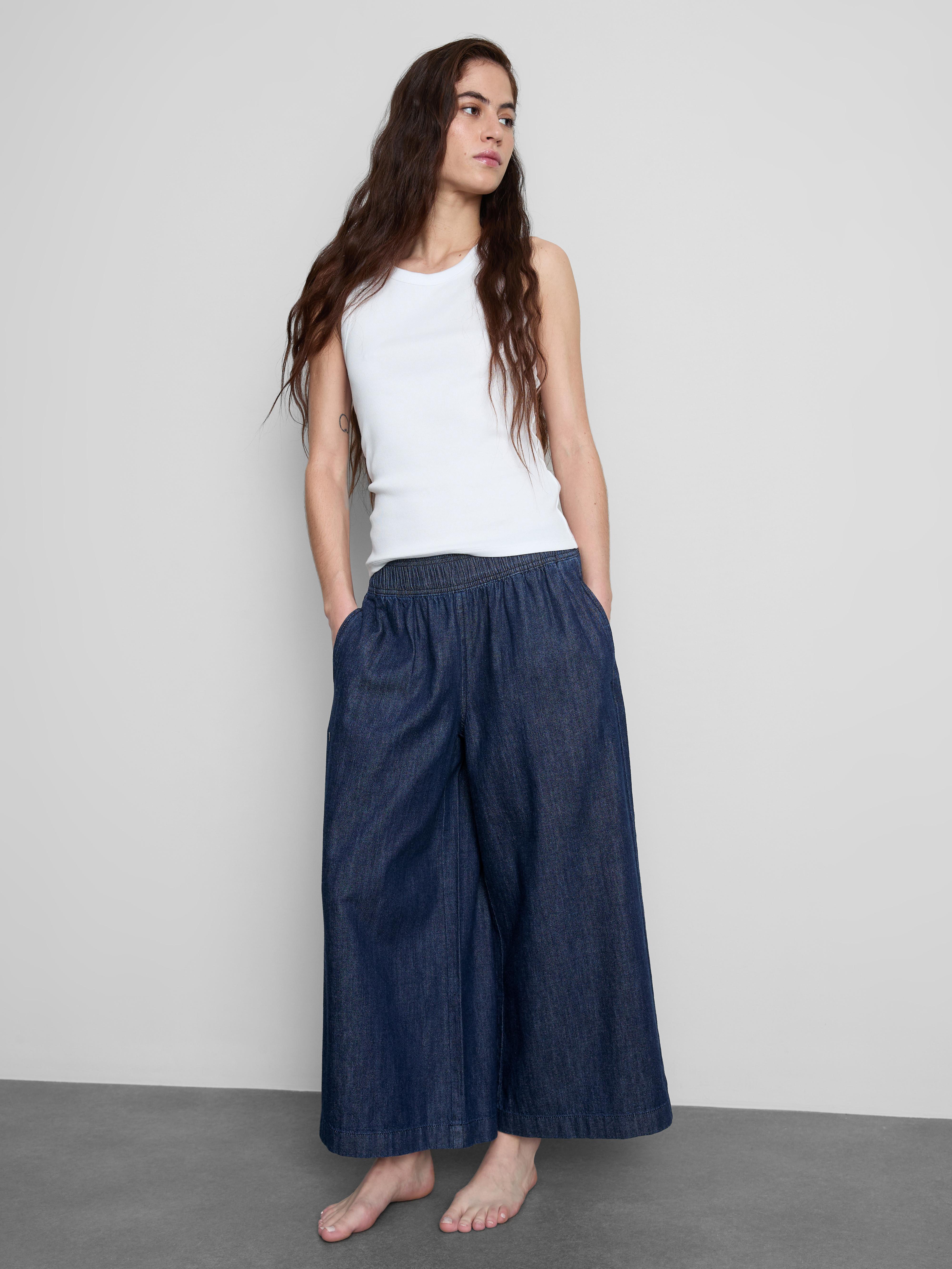 Wide-Leg Culotte Jeans