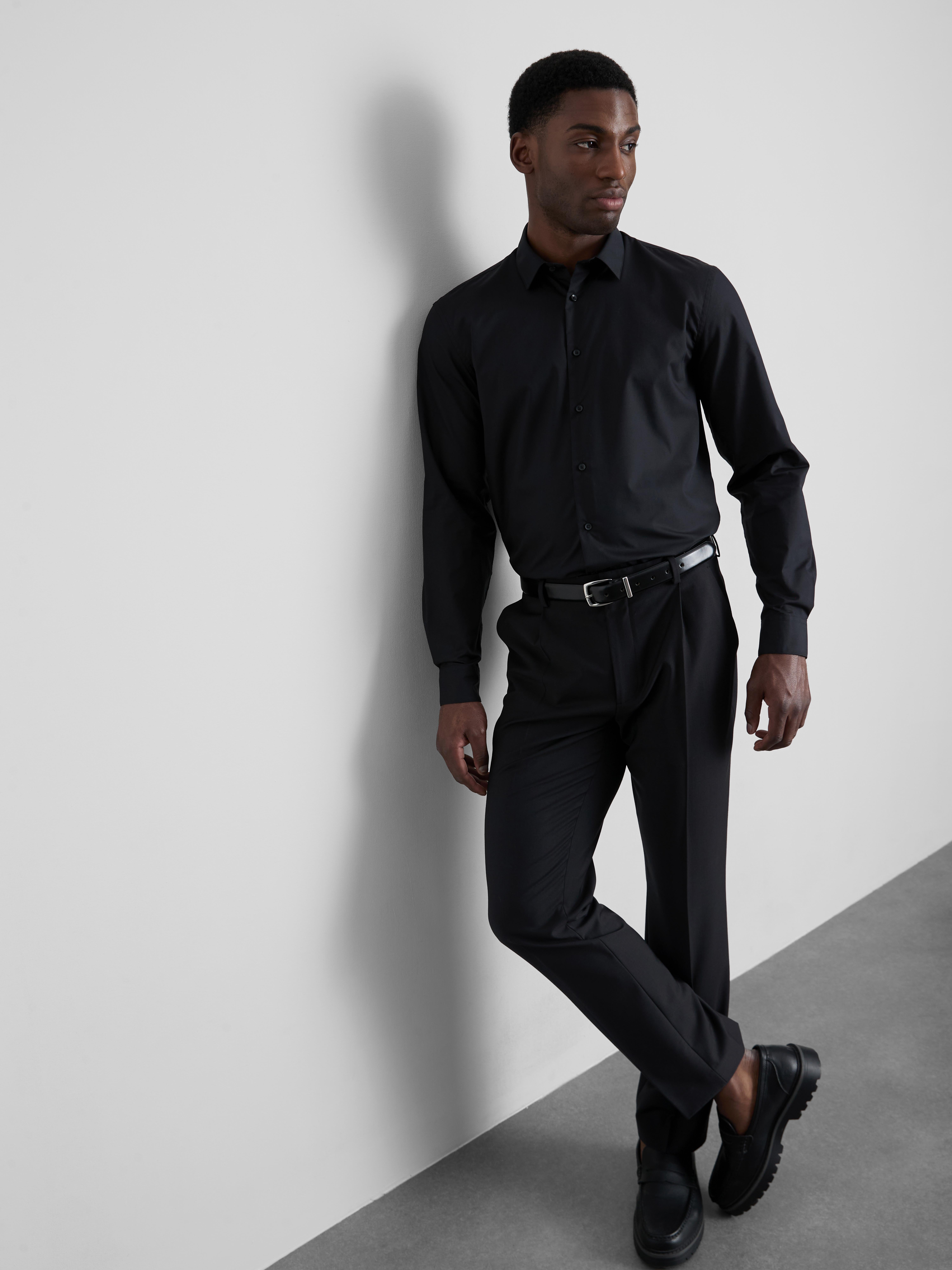 Men's Black Long Sleeve Formal Shirt | Primark