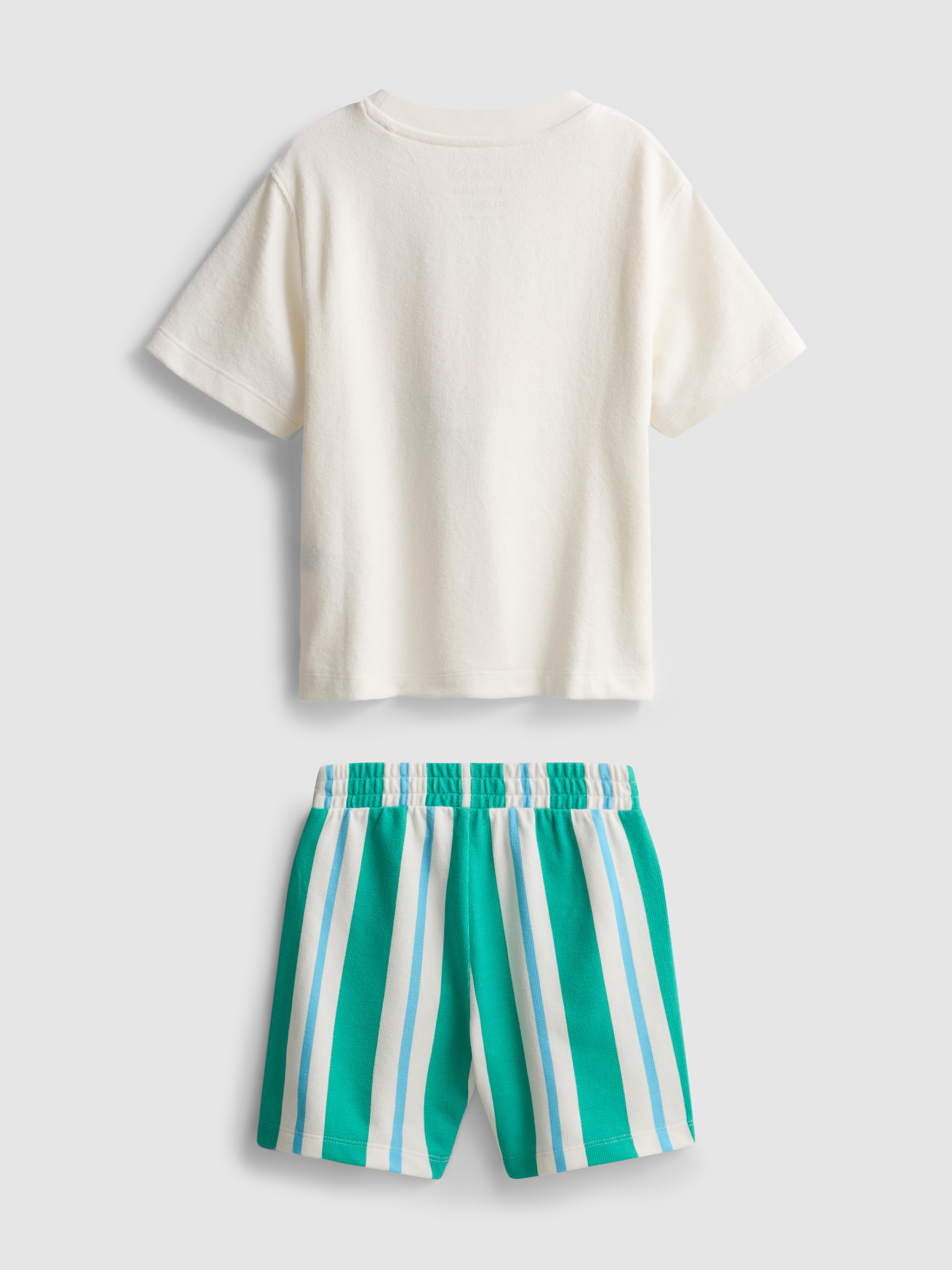 1.5-8yrs | Textured Graphic T-Shirt and Shorts Set