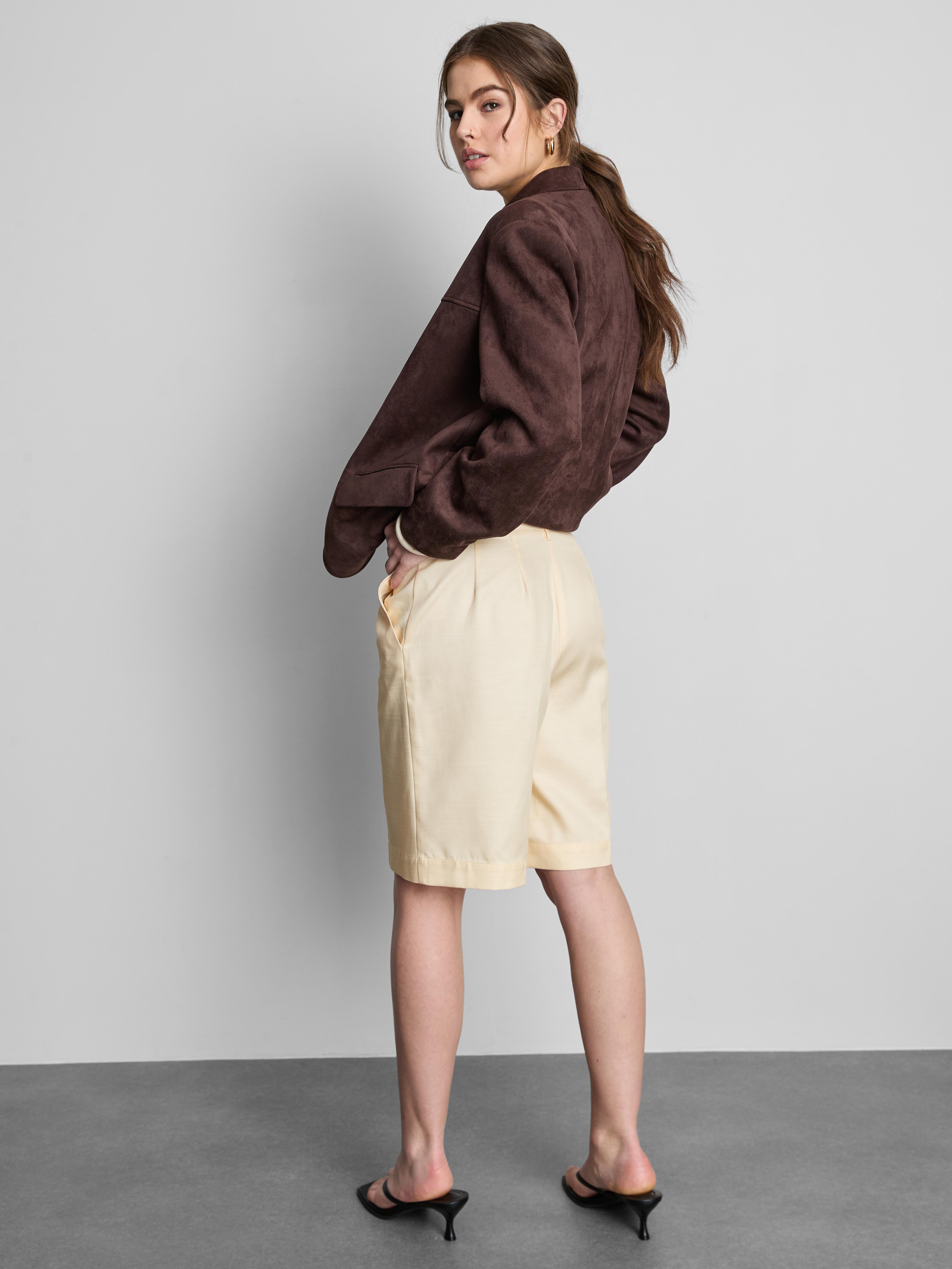 Cotton Blend Tailored Bermuda Shorts