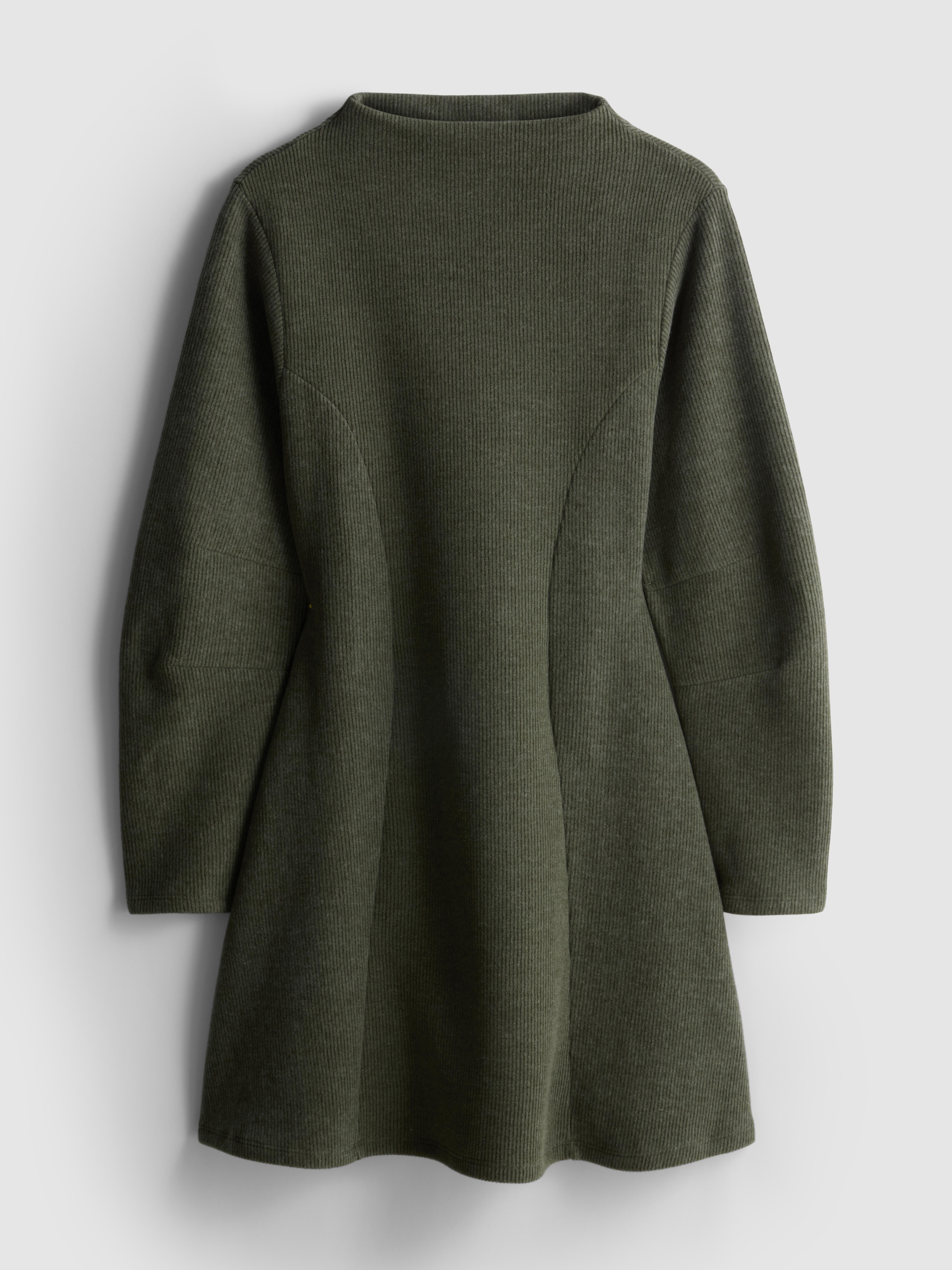 Women's Olive Mini Balloon-Sleeve Sweater Dress