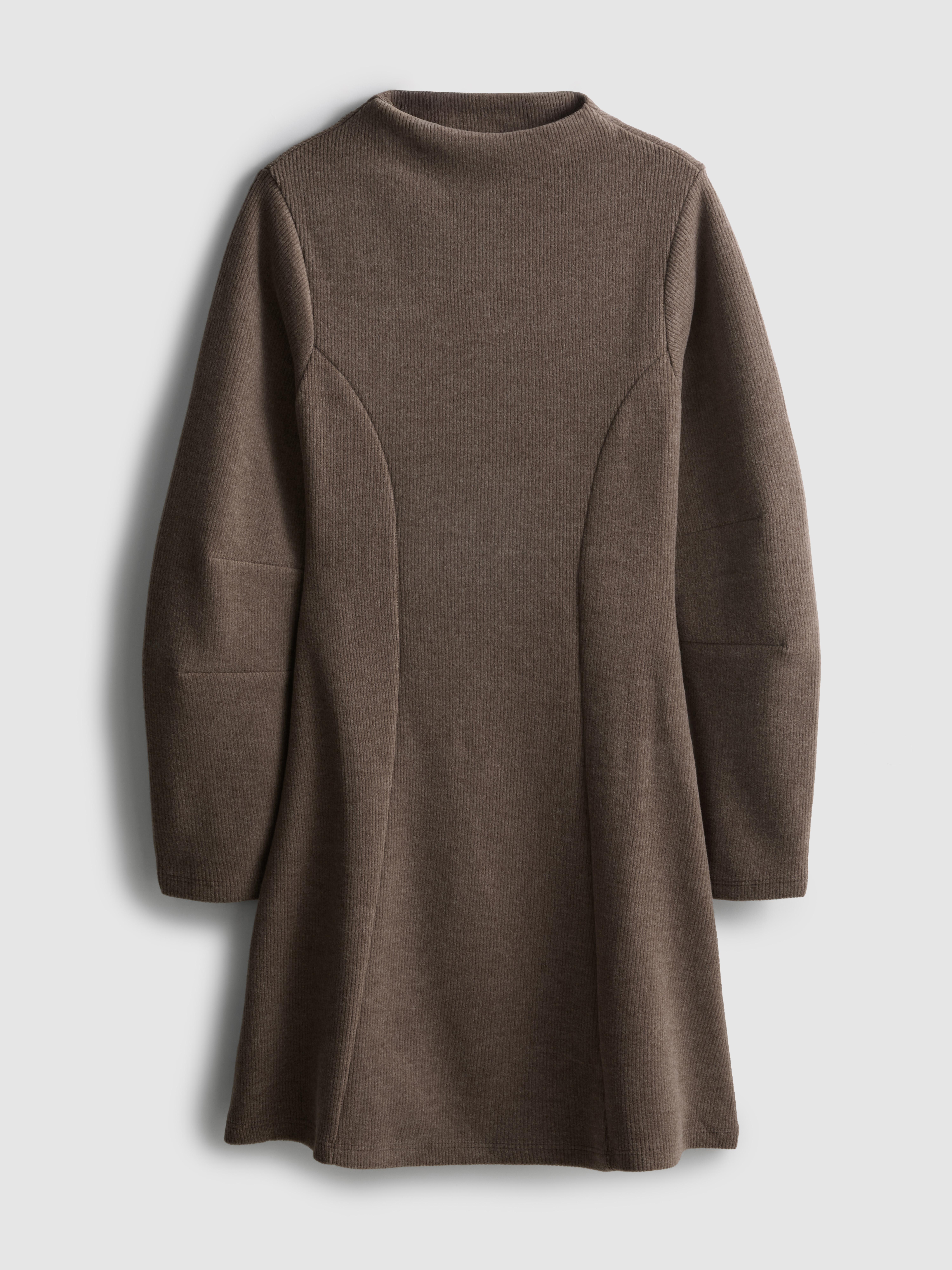 Women's Tan Mini Balloon-Sleeve Sweater Dress