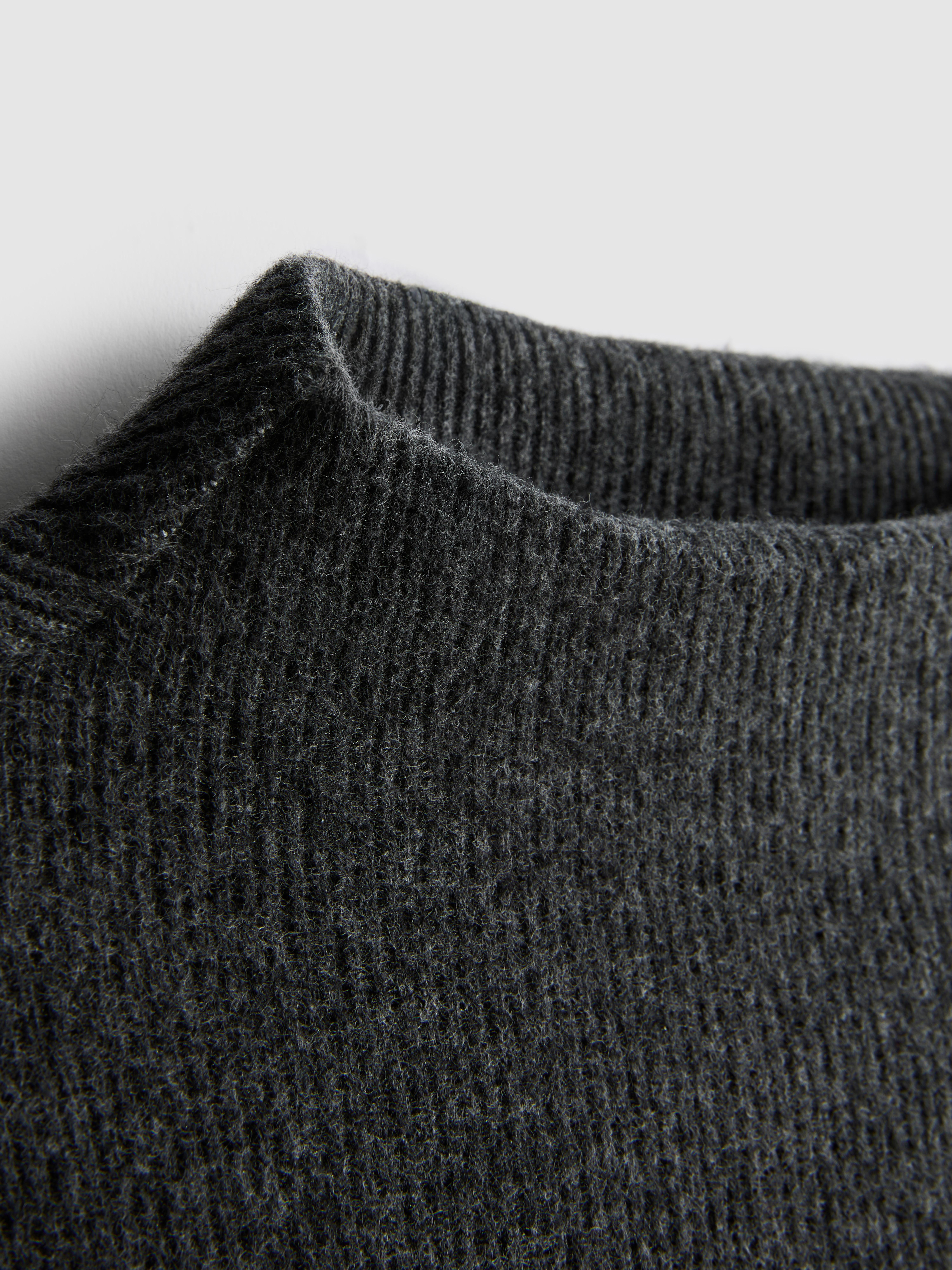 Women's Charcoal Mini Balloon-Sleeve Sweater Dress