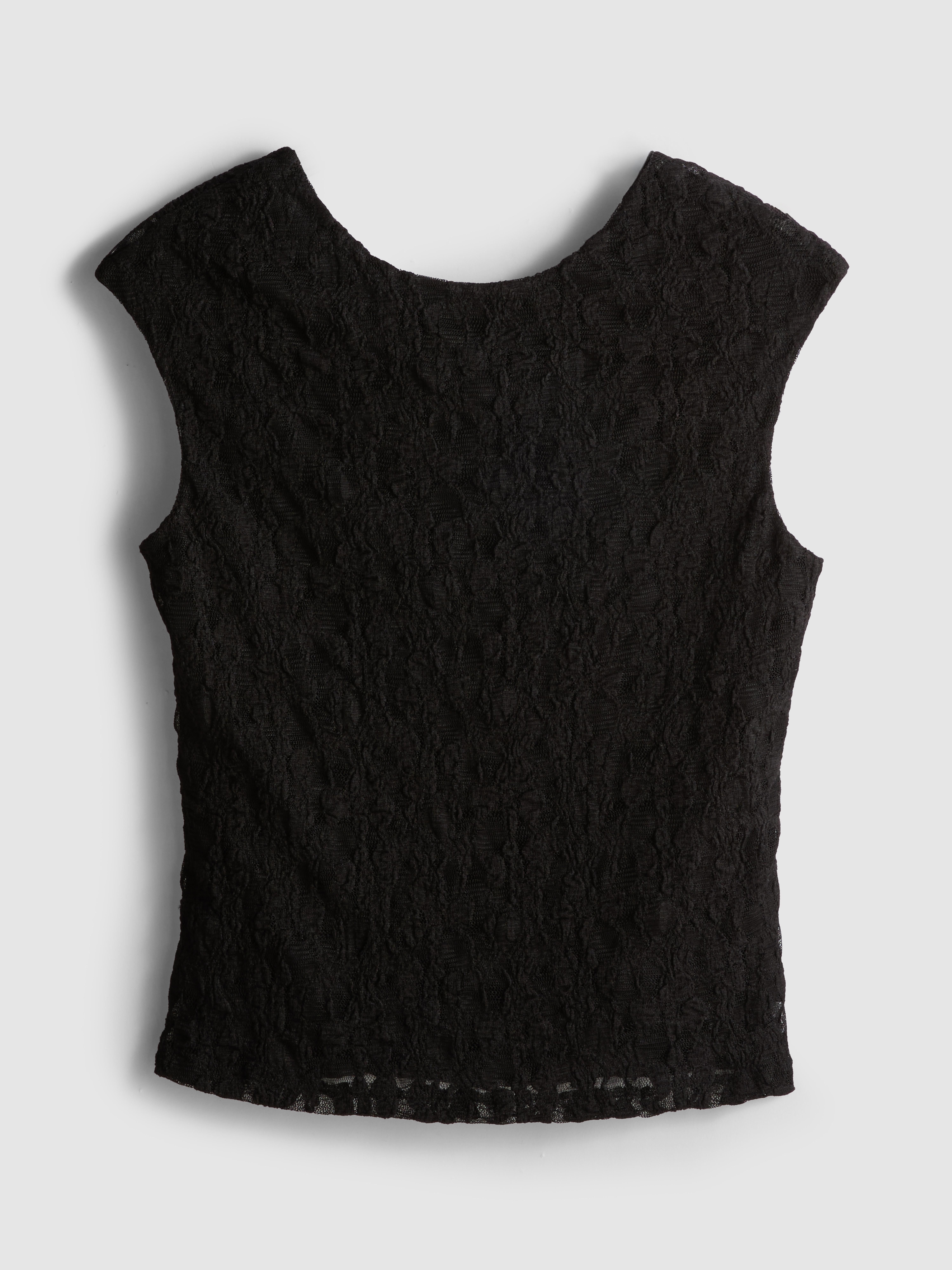 Top de encaje corto sin mangas