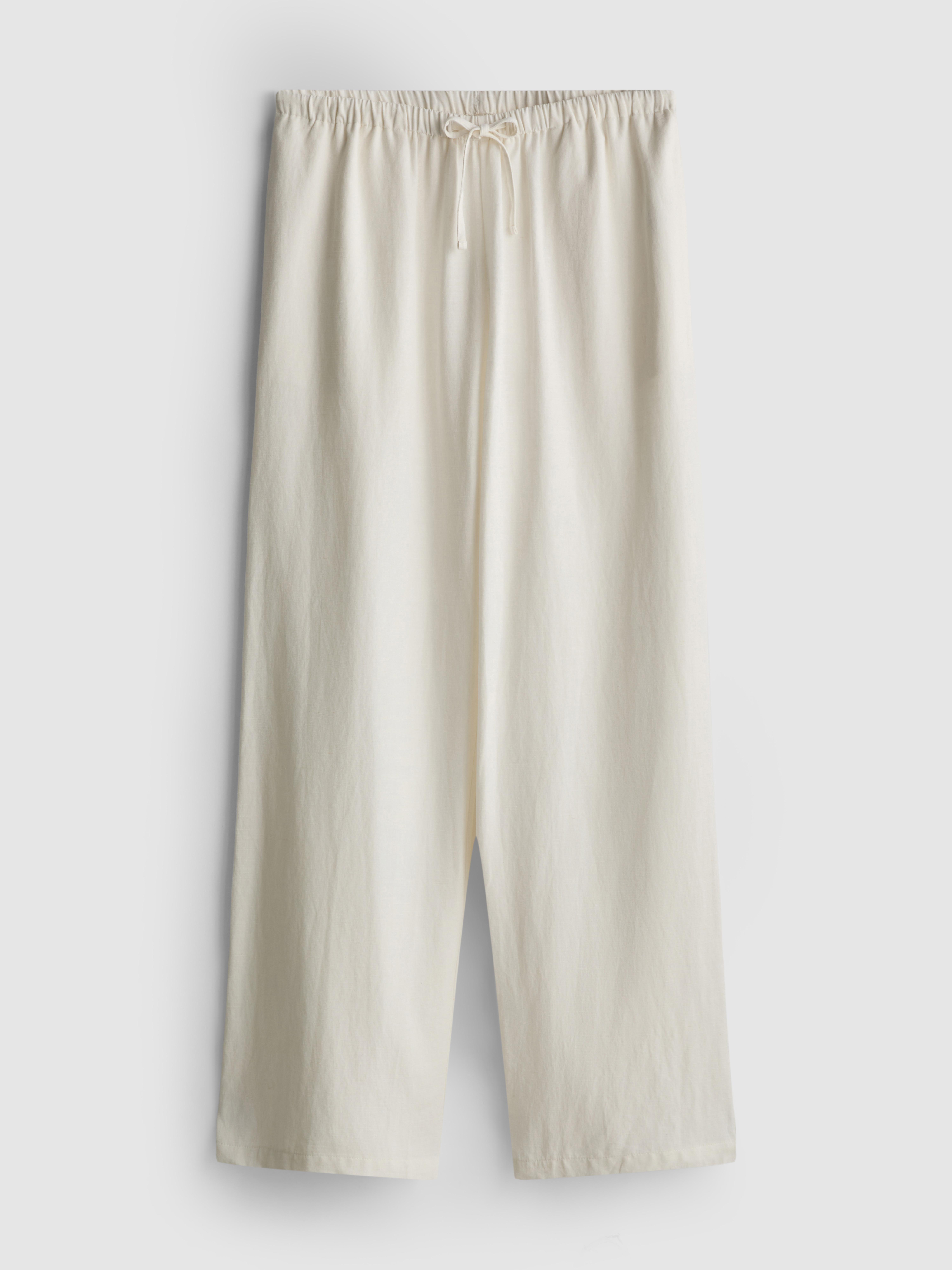Cotton-Blend Wide-Leg Pants
