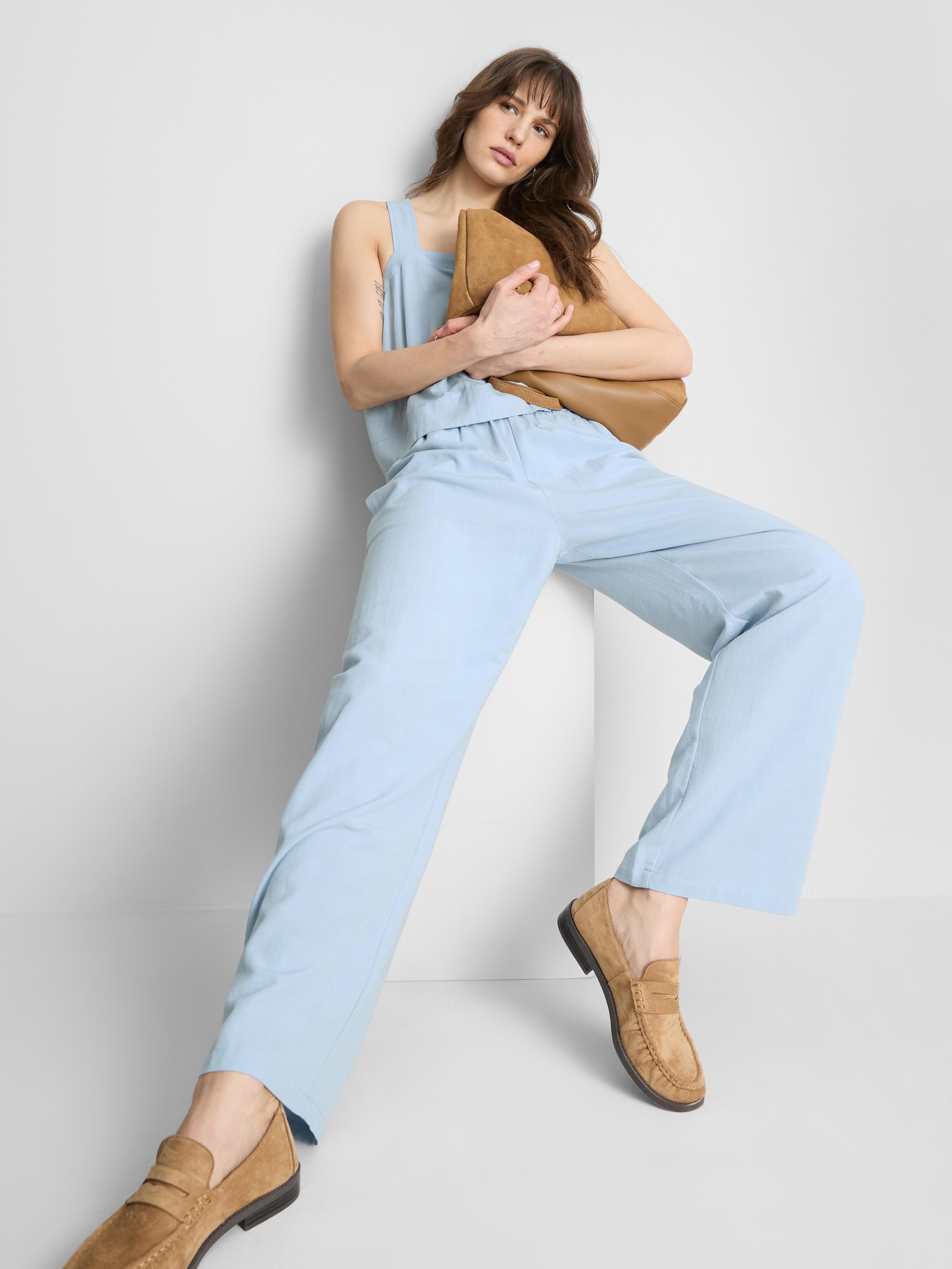 Marlene-Hose aus Baumwollmischung Hellblau