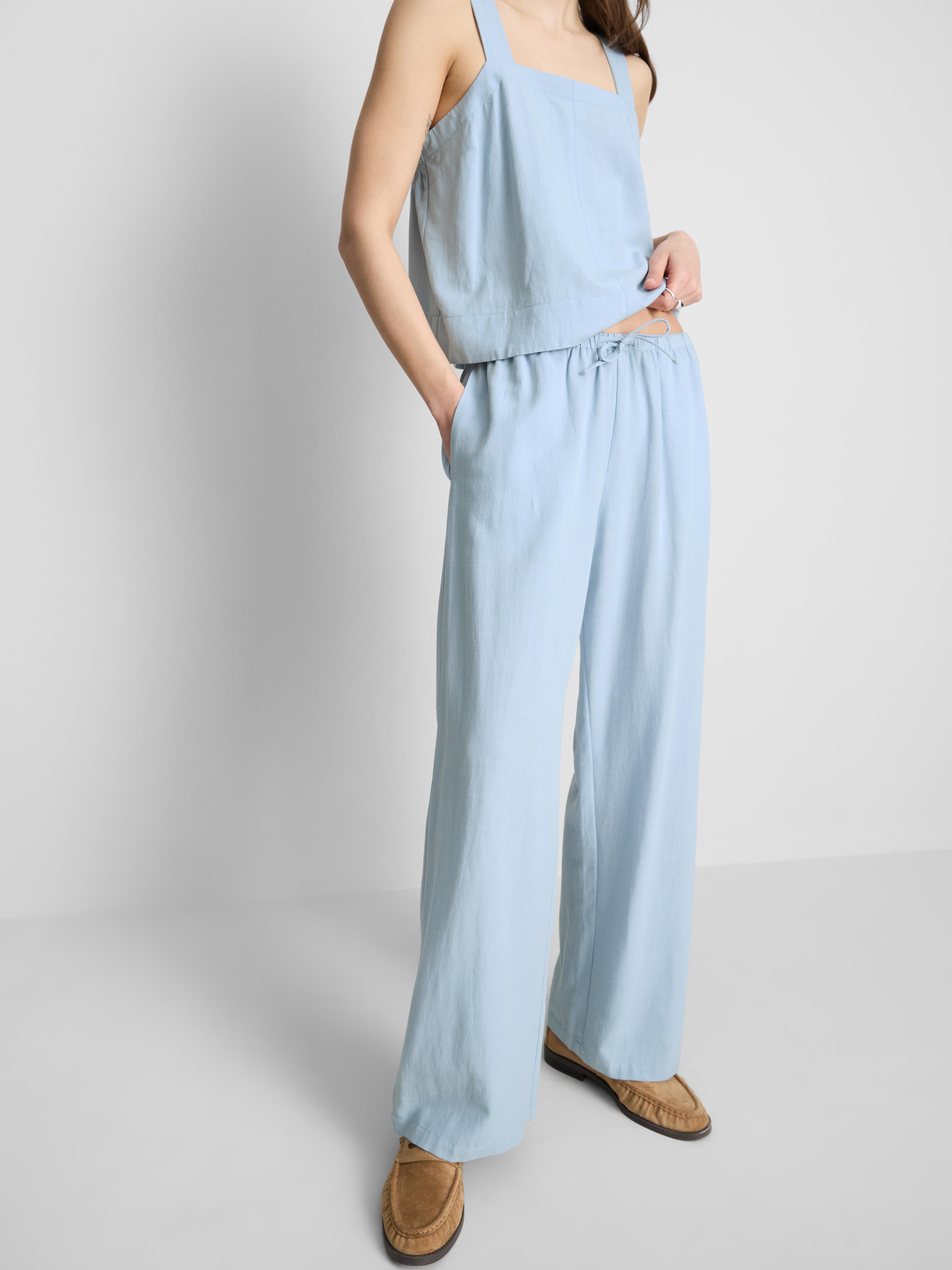 Pantalon large en coton mélangé