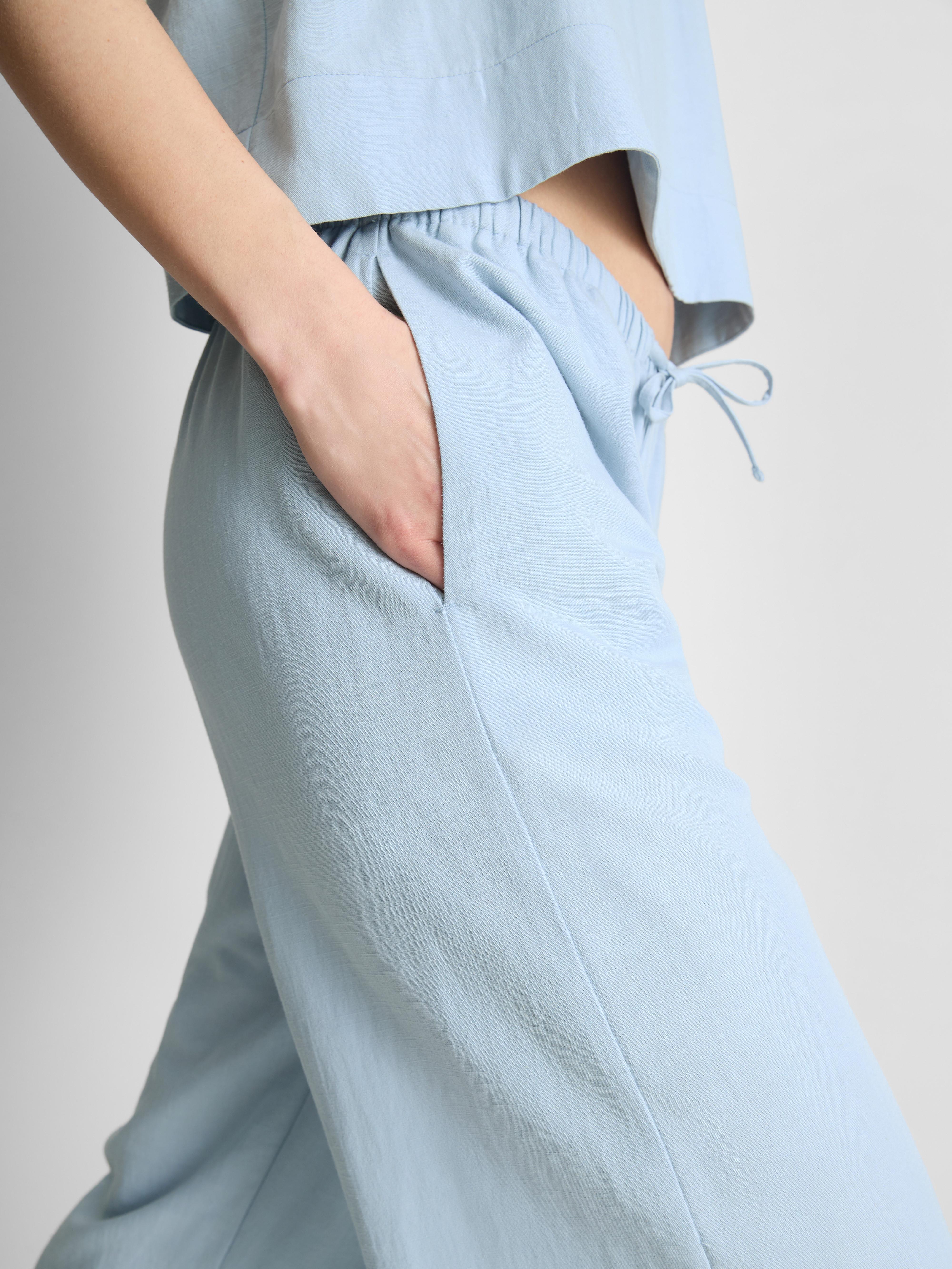 Pantalon large en coton mélangé