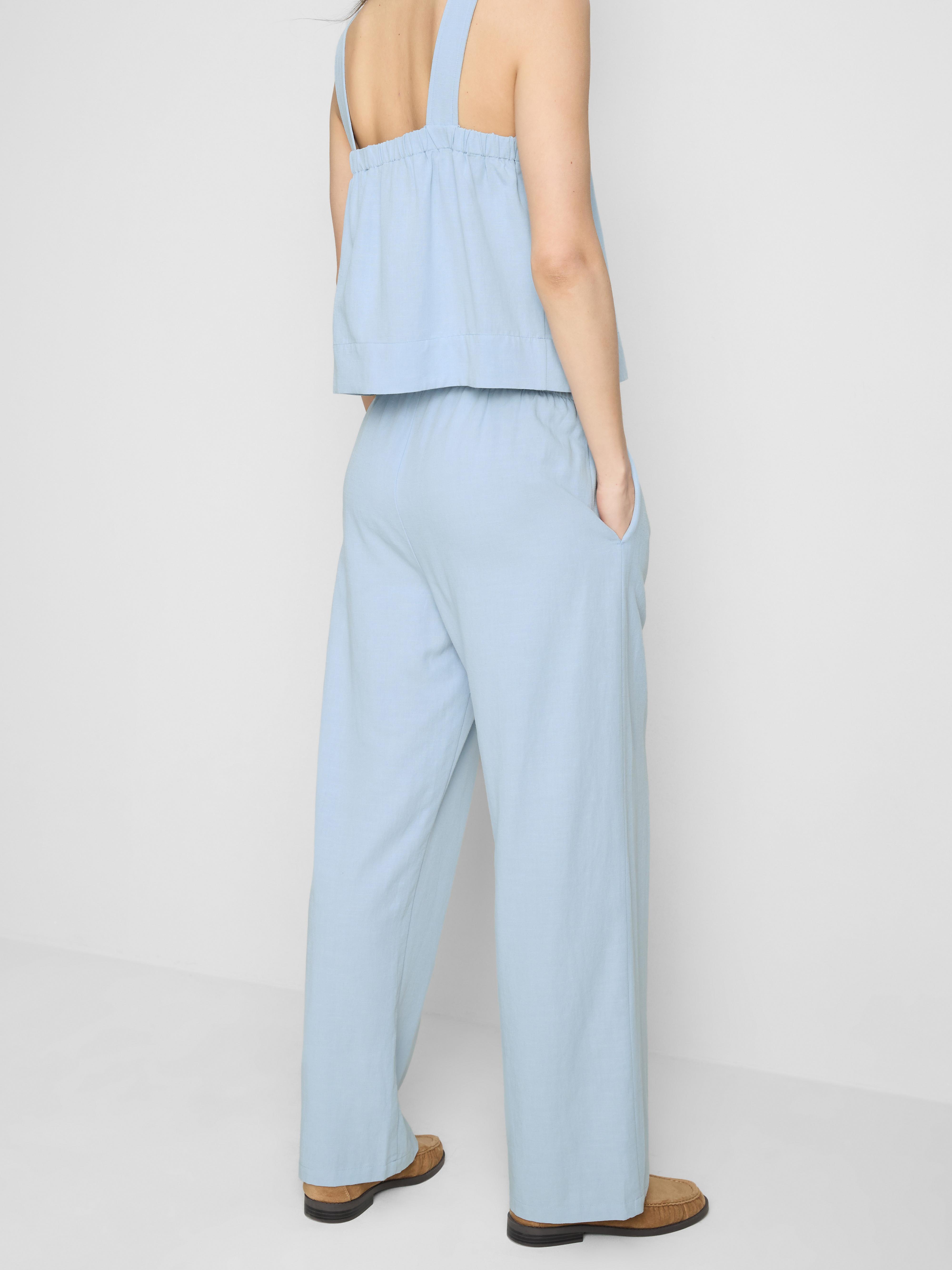 Pantalon large en coton mélangé