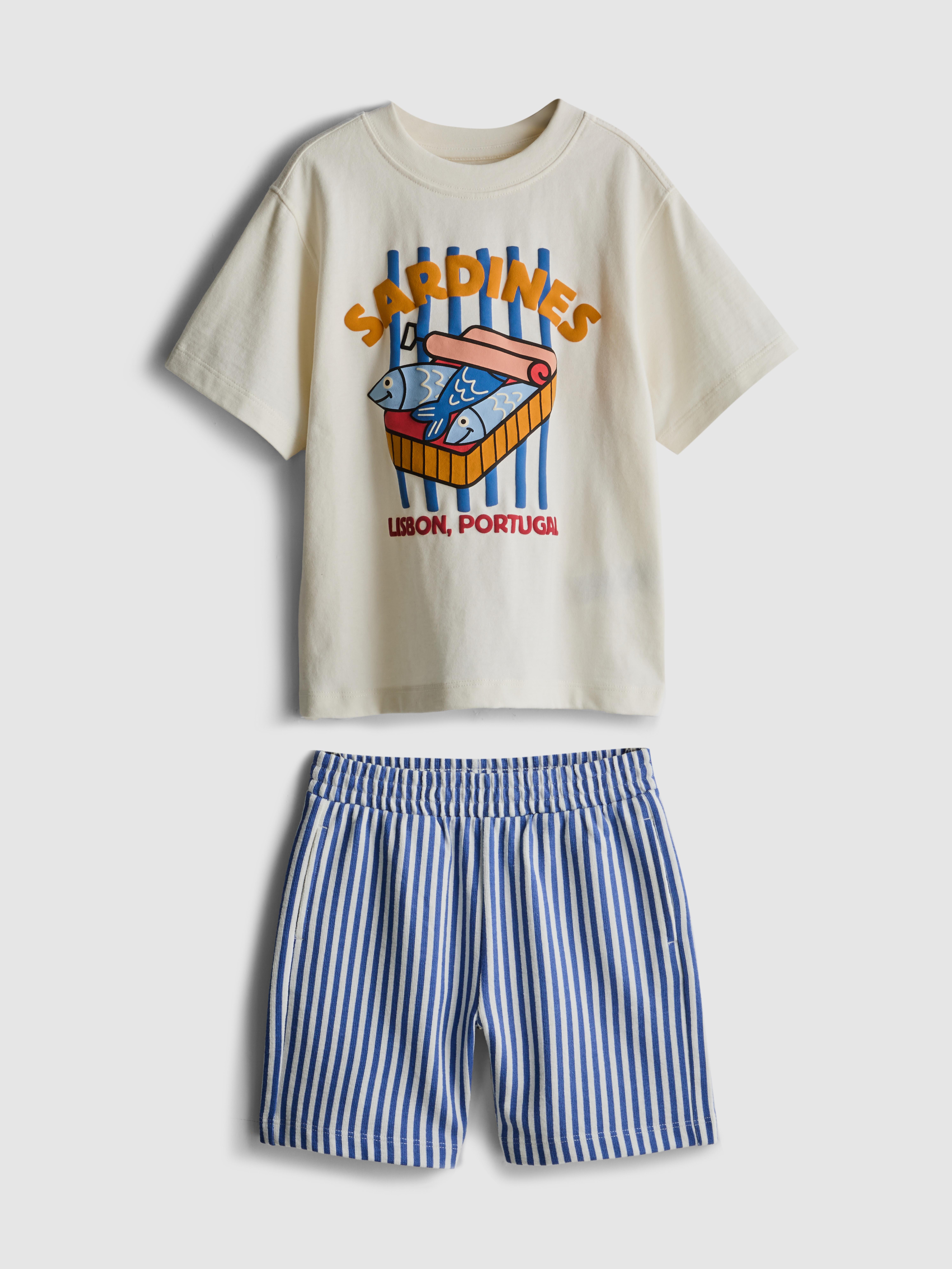 1.5-8yrs | Sardine Graphic T-Shirt and Shorts Set