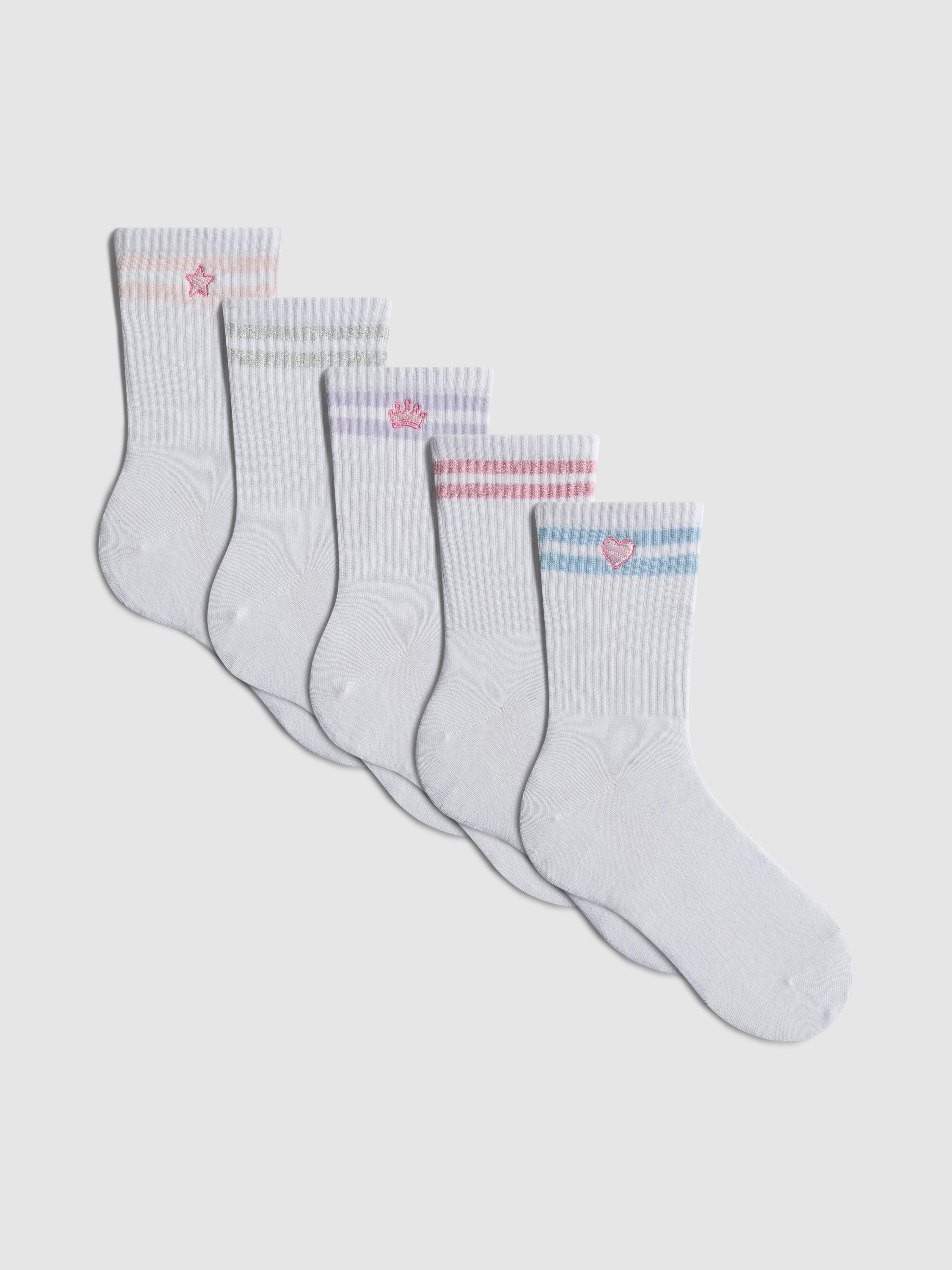 5pk Cotton Rich Sparkly Sports Socks