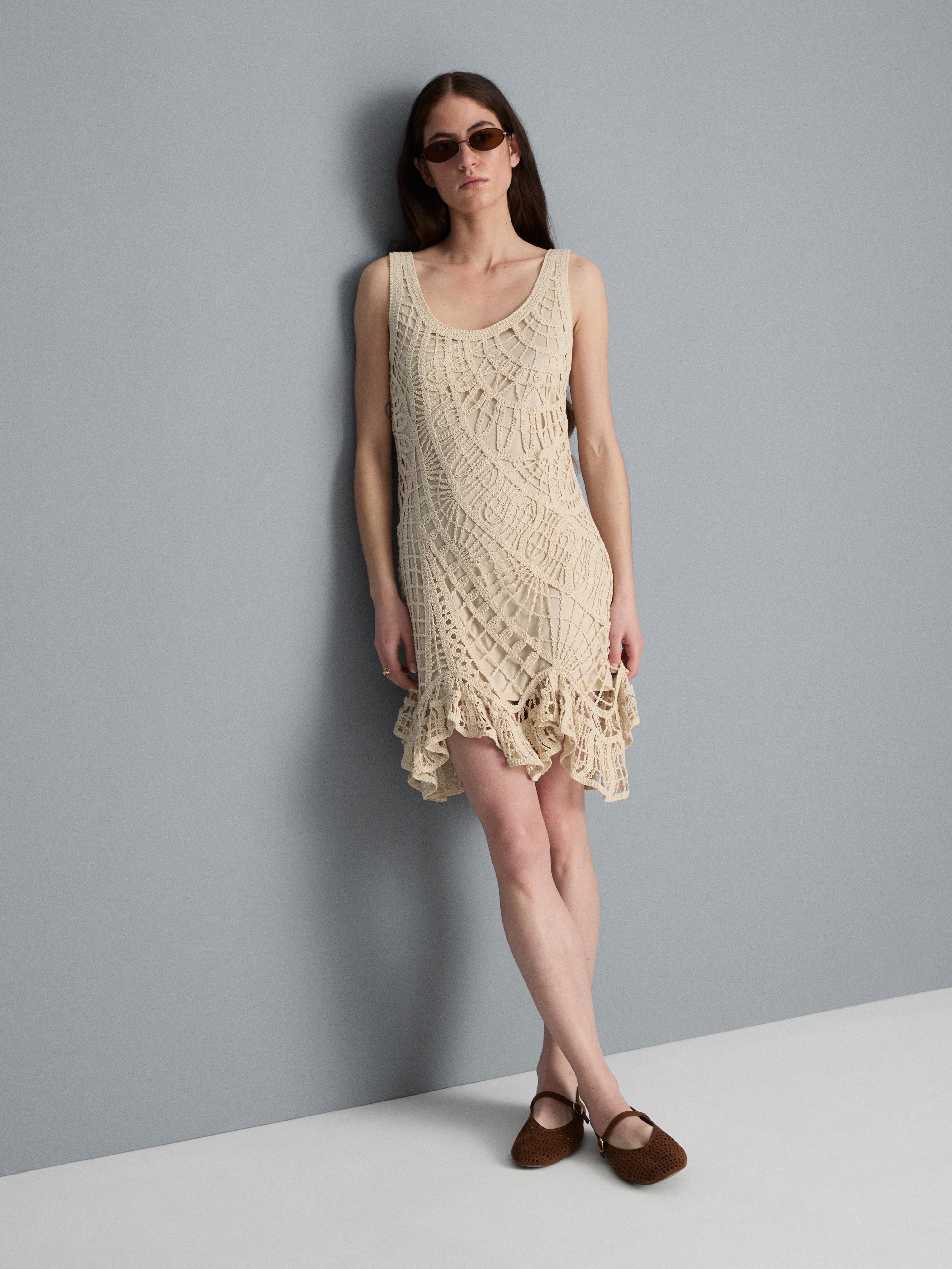 Knitted Crochet Mini Dress