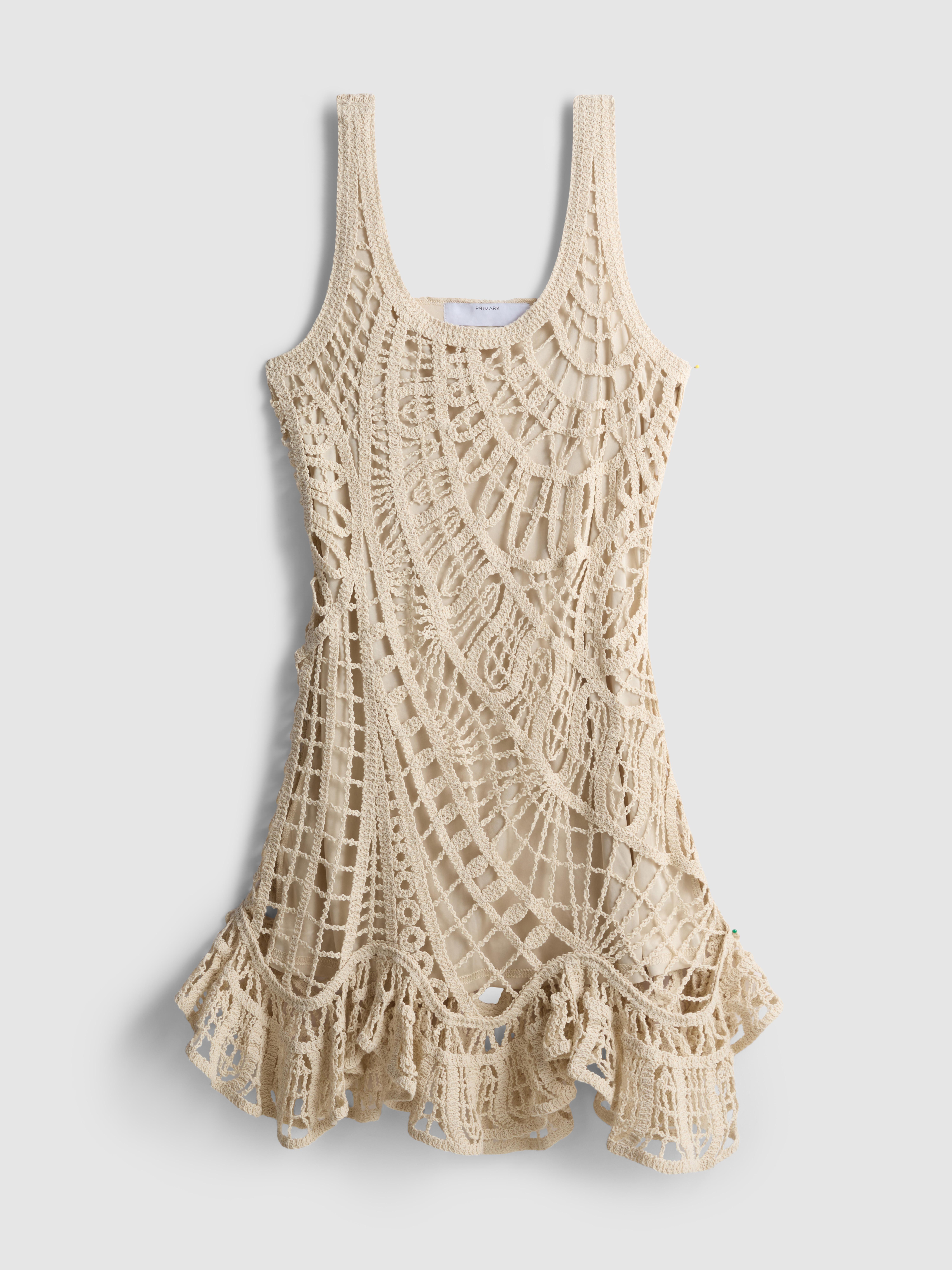 Womens Ecru Knitted Crochet Mini Dress | Primark