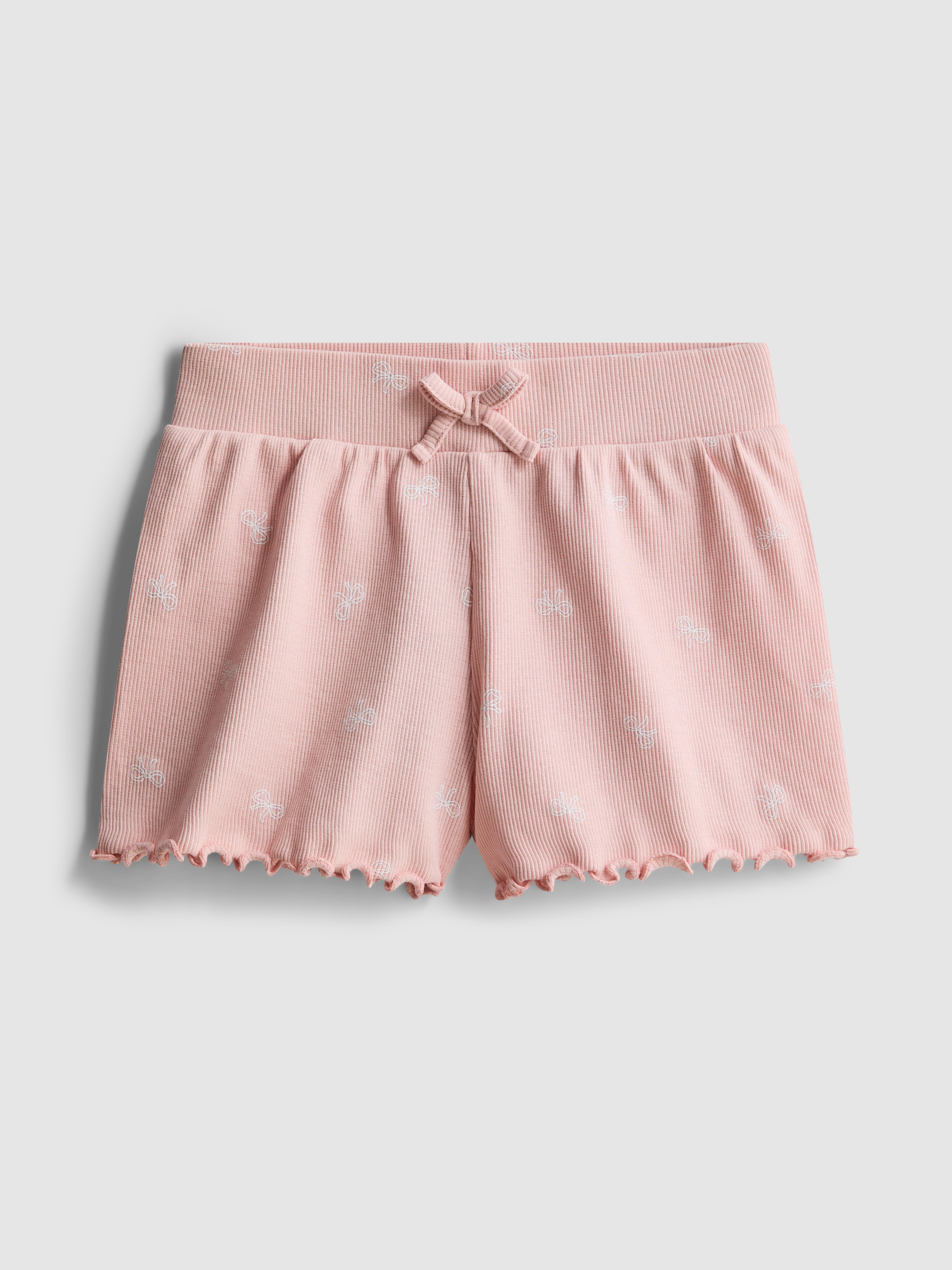 1,5–8 Jahre | Gerippte Shorts mit gekräuseltem Saum Hellrosa