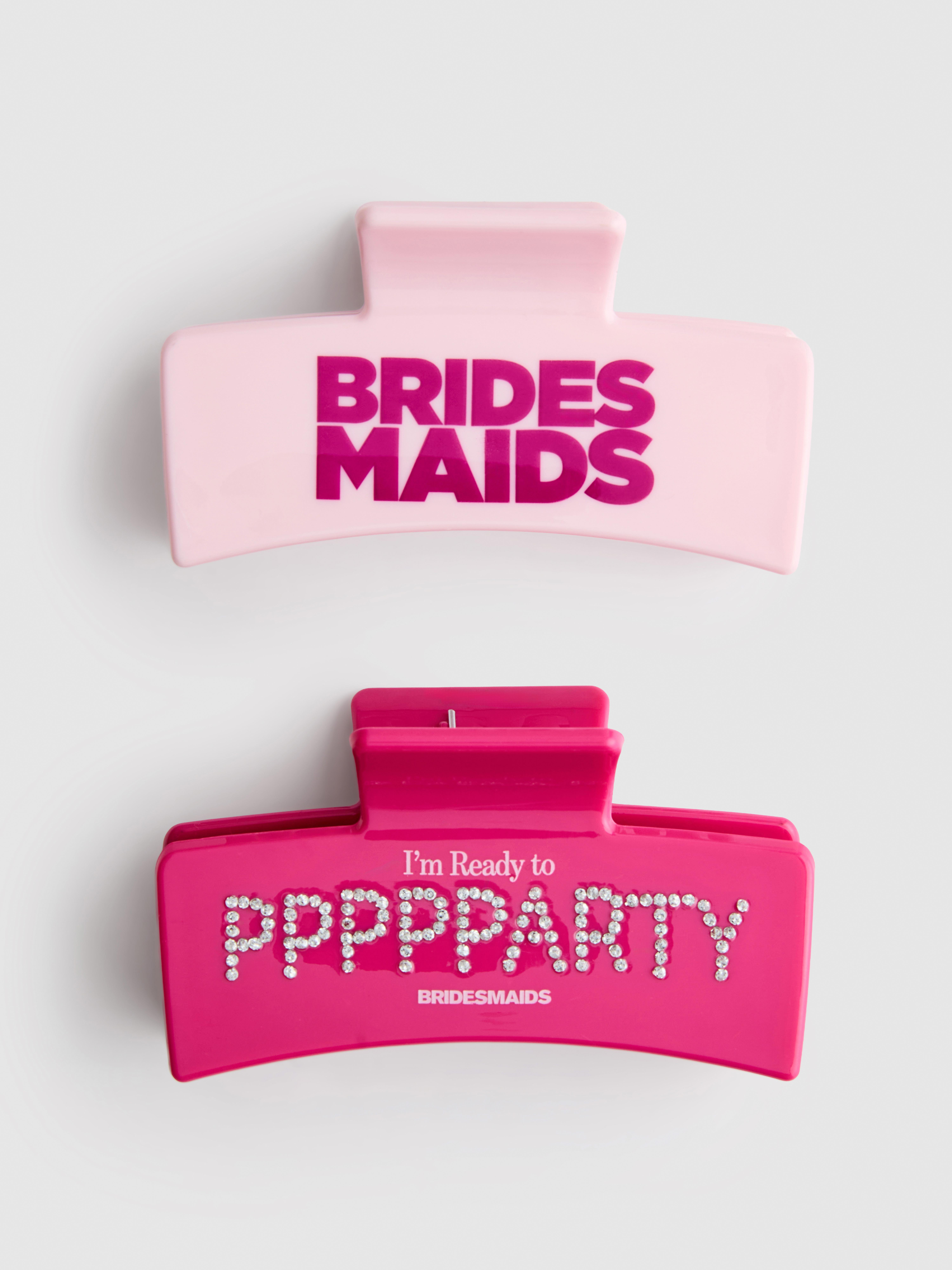 2pk Bridesmaids Graphic Claw Clips