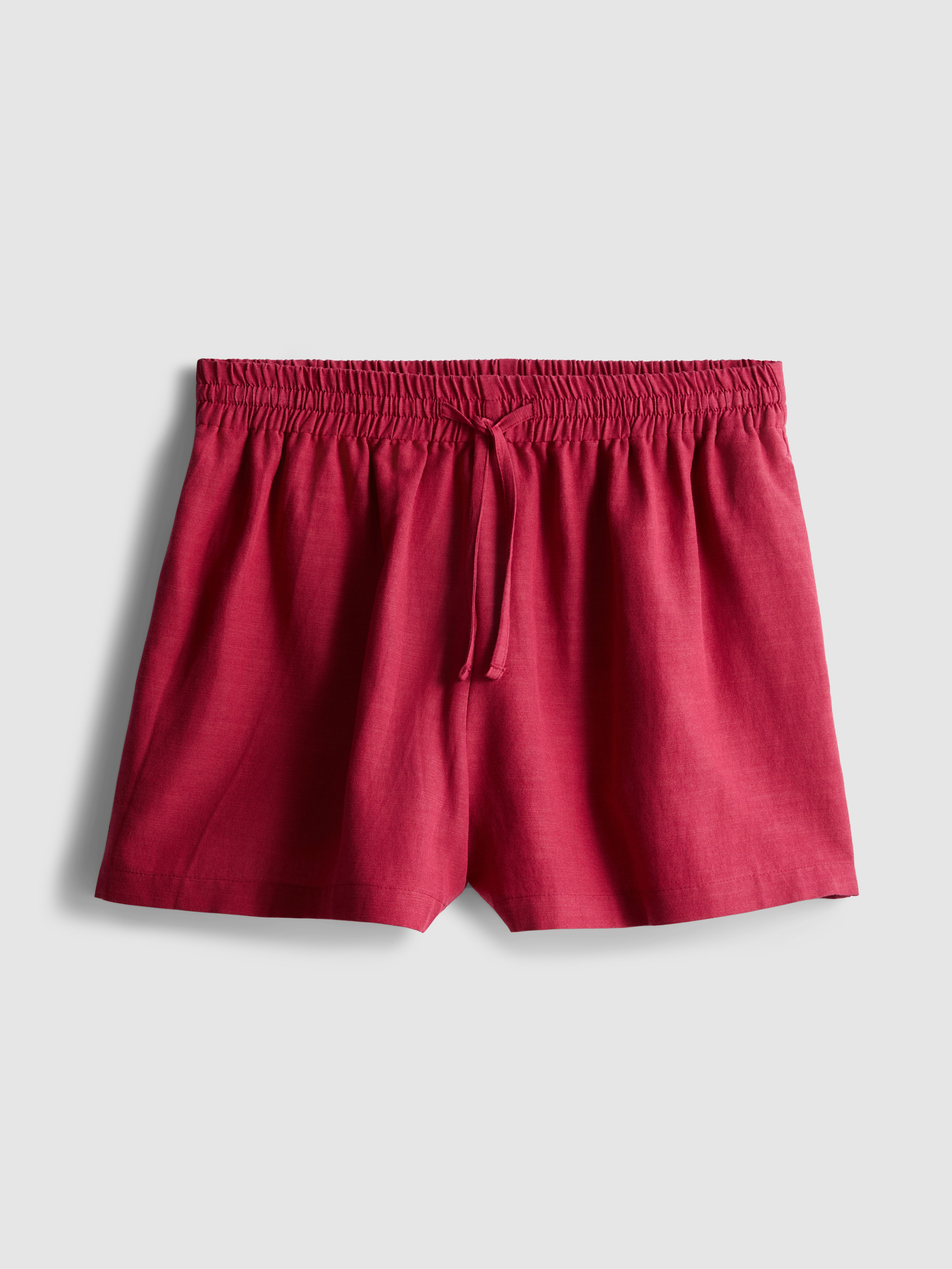 Short en mélange de coton à taille élastique
