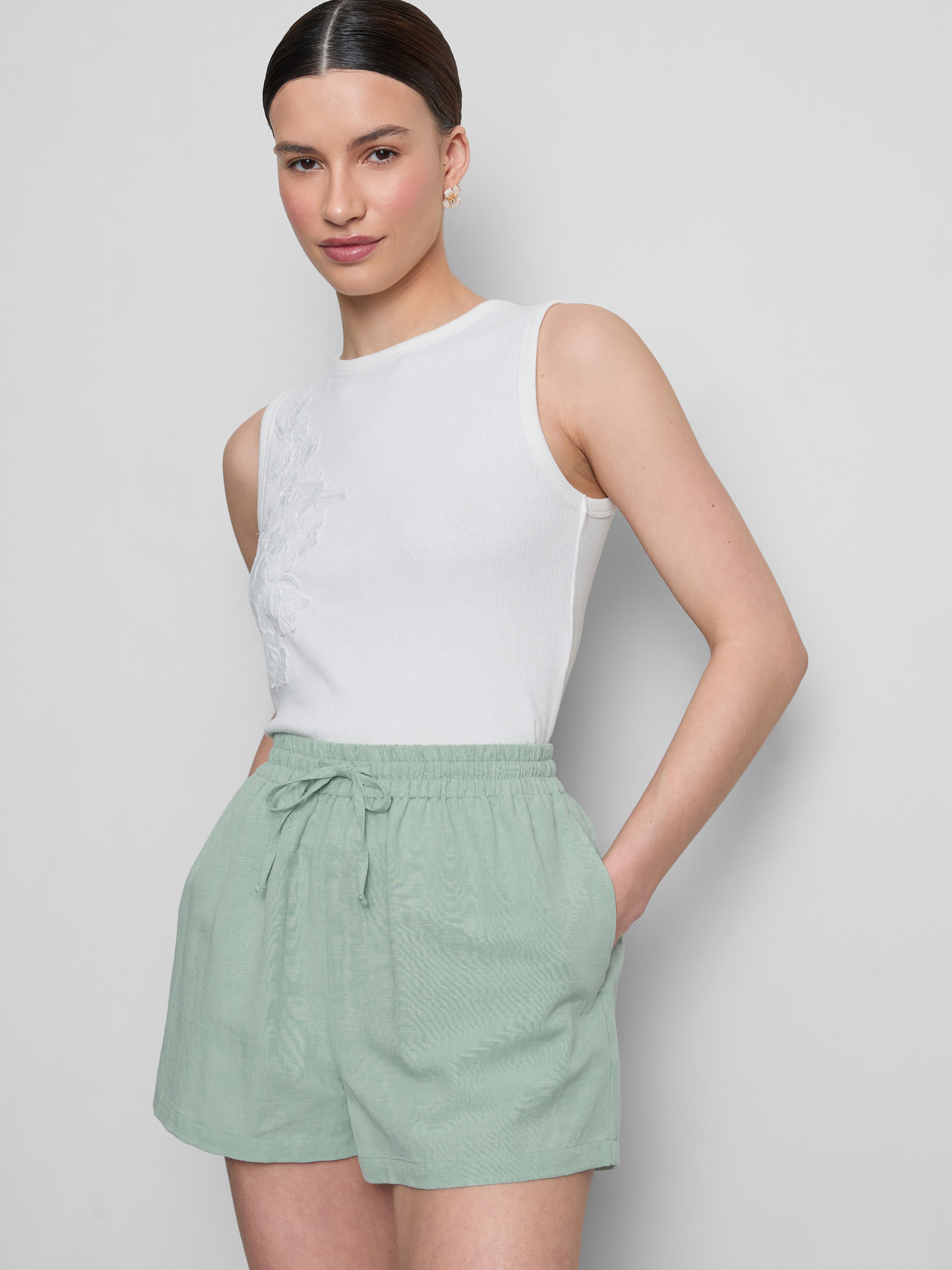 Short van katoenmix met elastische taille