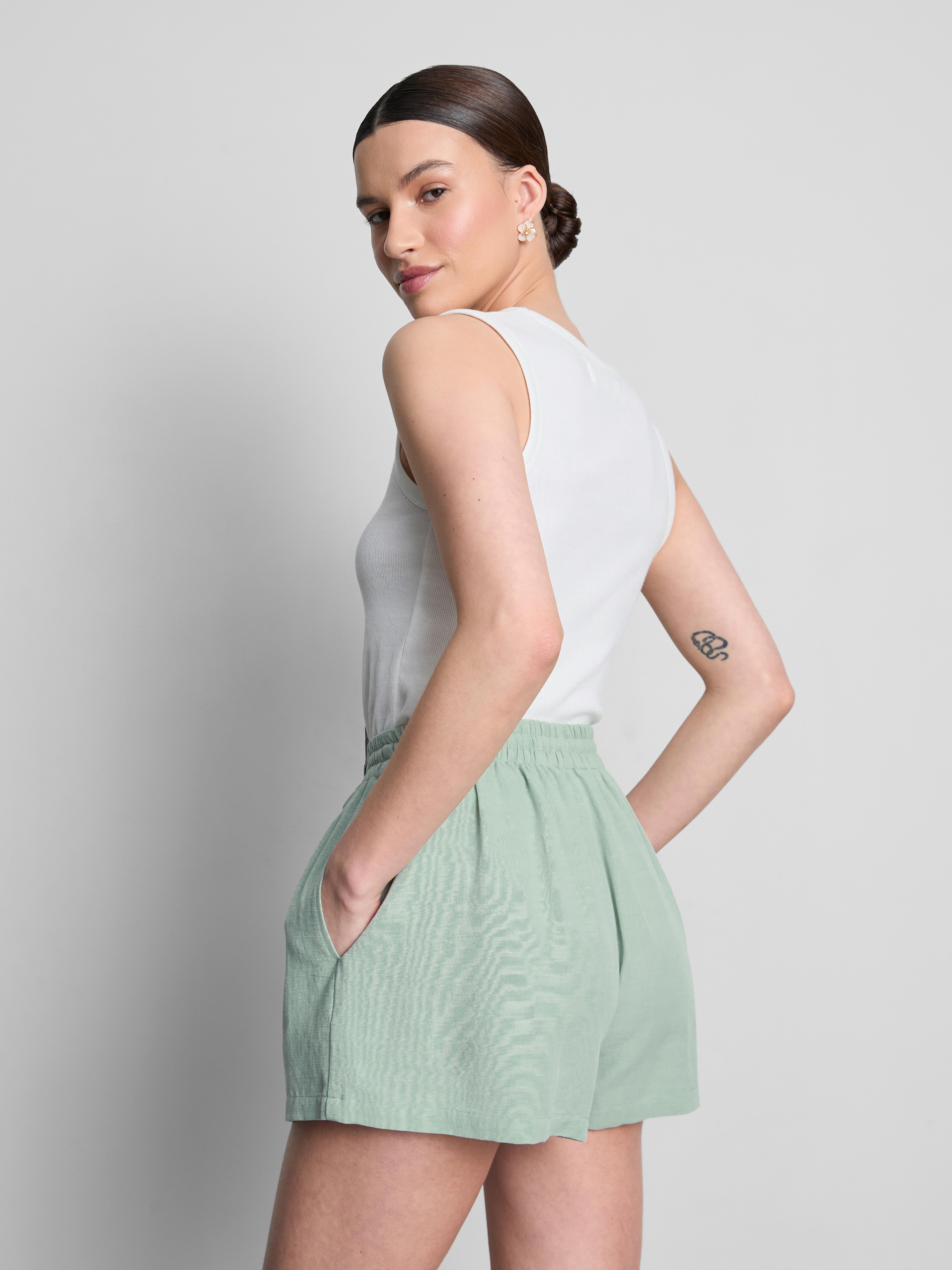 Short van katoenmix met elastische taille