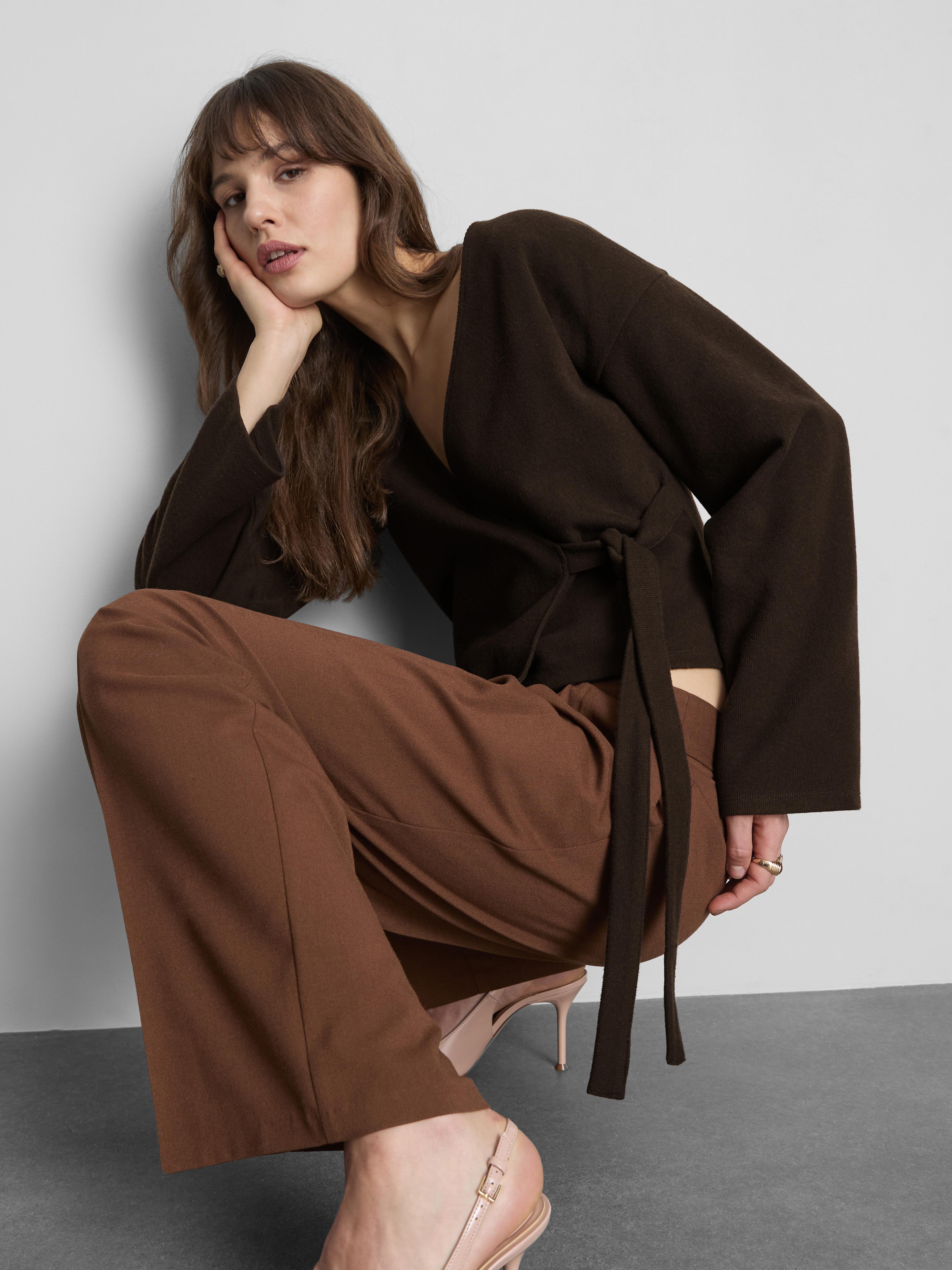 Women's Chocolate Wrap Bell Sleeve Cardigan