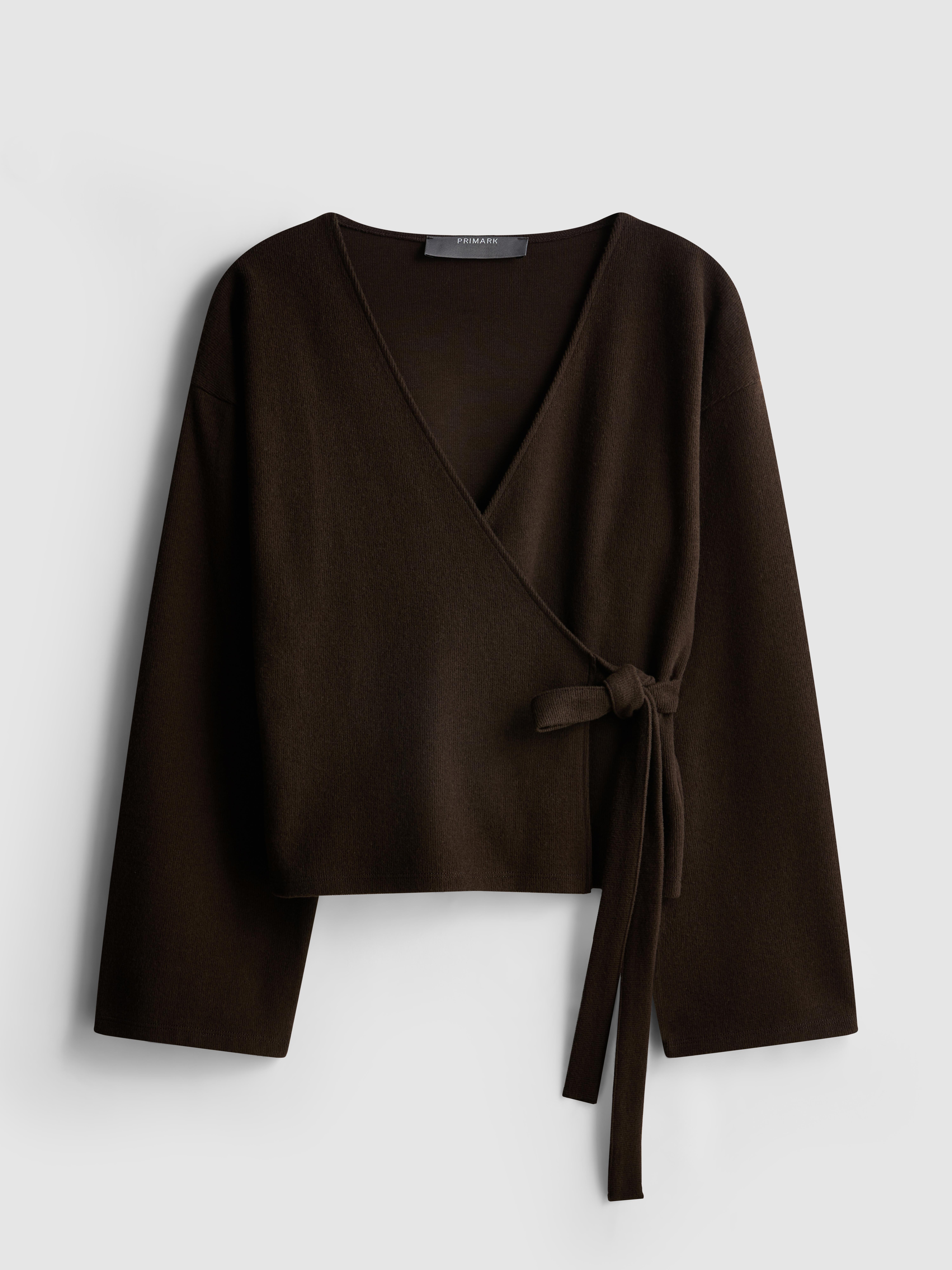 Women's Chocolate Wrap Bell Sleeve Cardigan