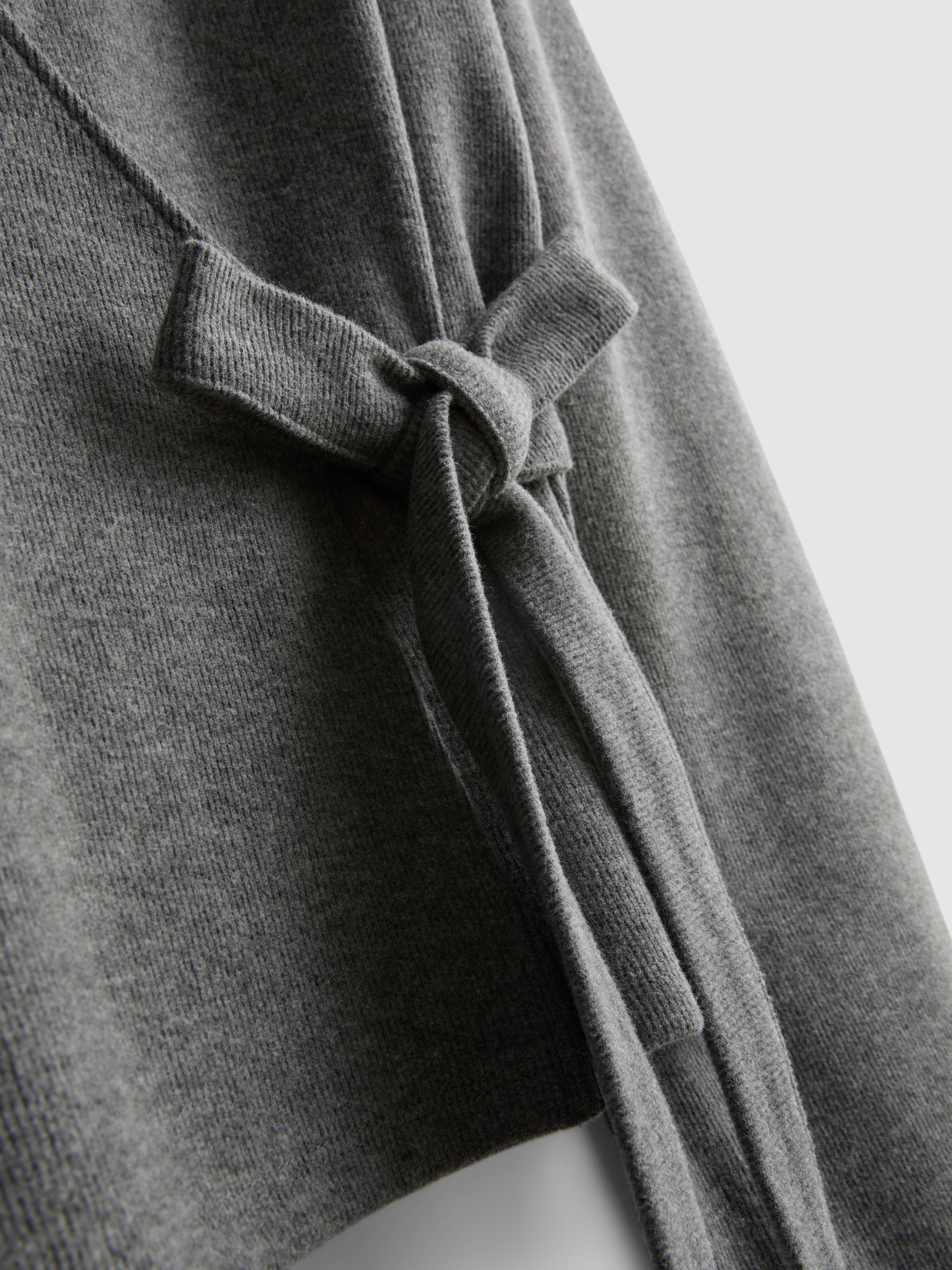 Women's Gray Heather Wrap Bell Sleeve Cardigan