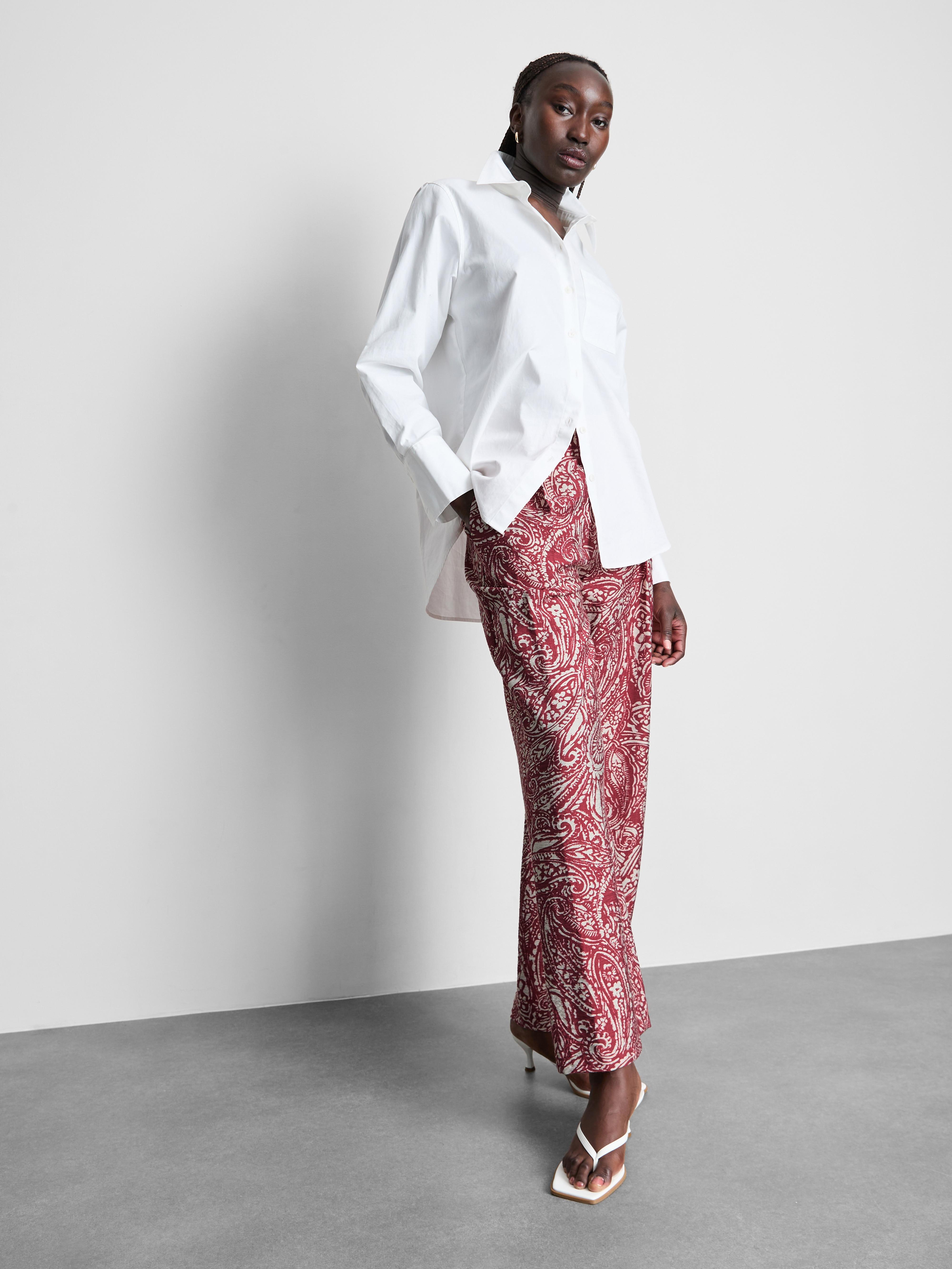 Pantalon palazzo imprimé Bordeaux