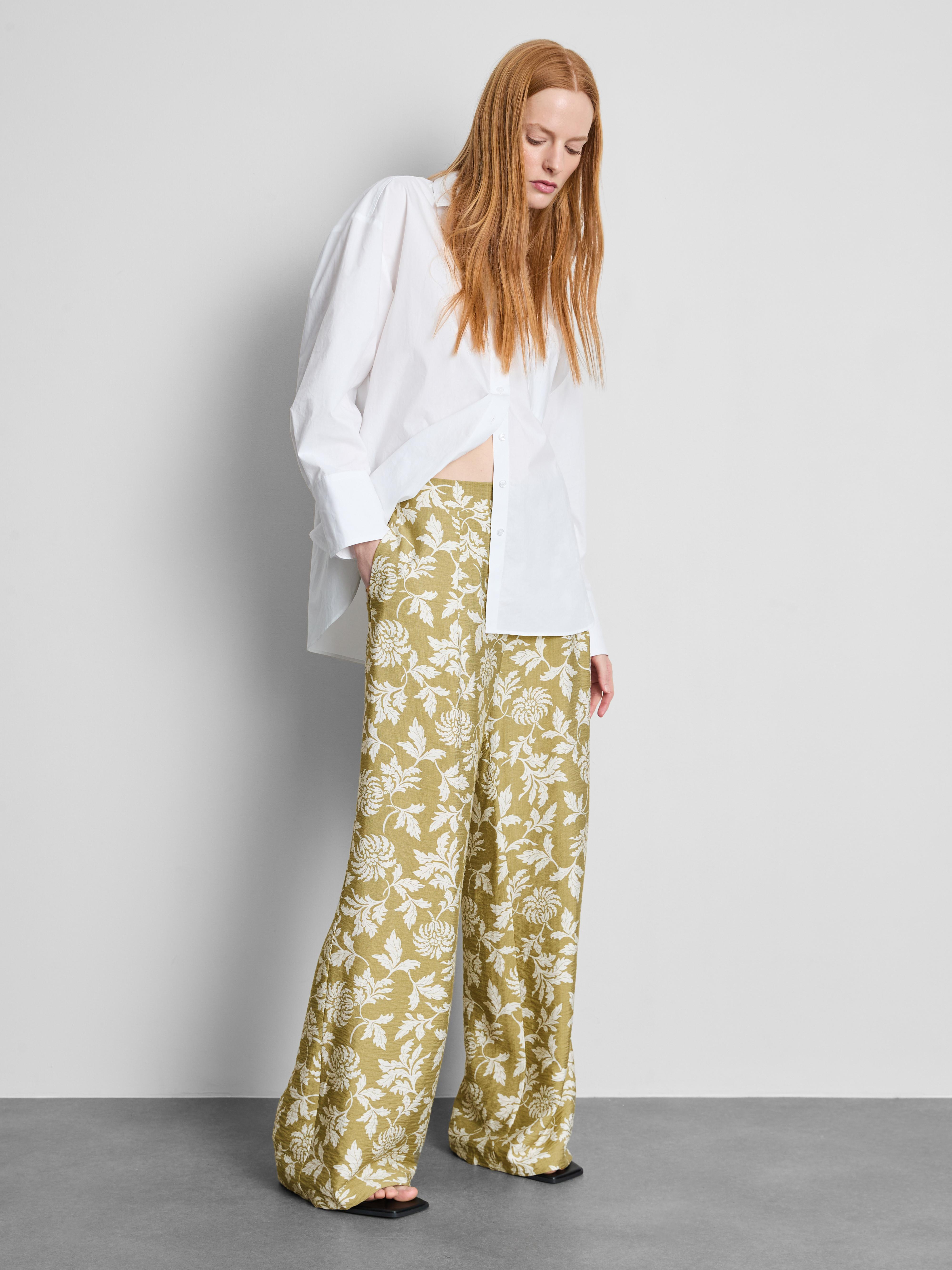 Pantalon palazzo imprimé Vert olive