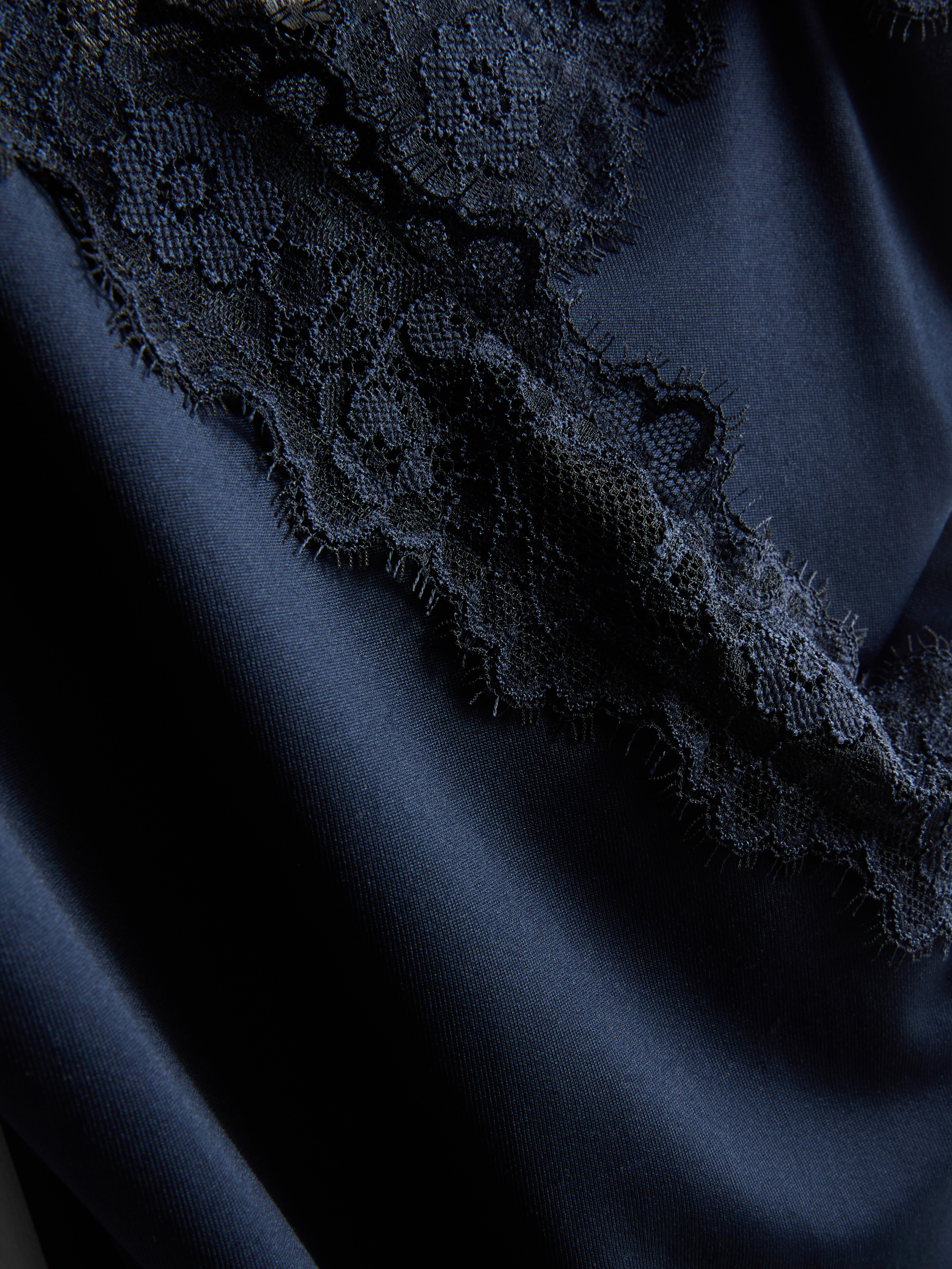 Women's Navy Asymmetric Lace Cami Top