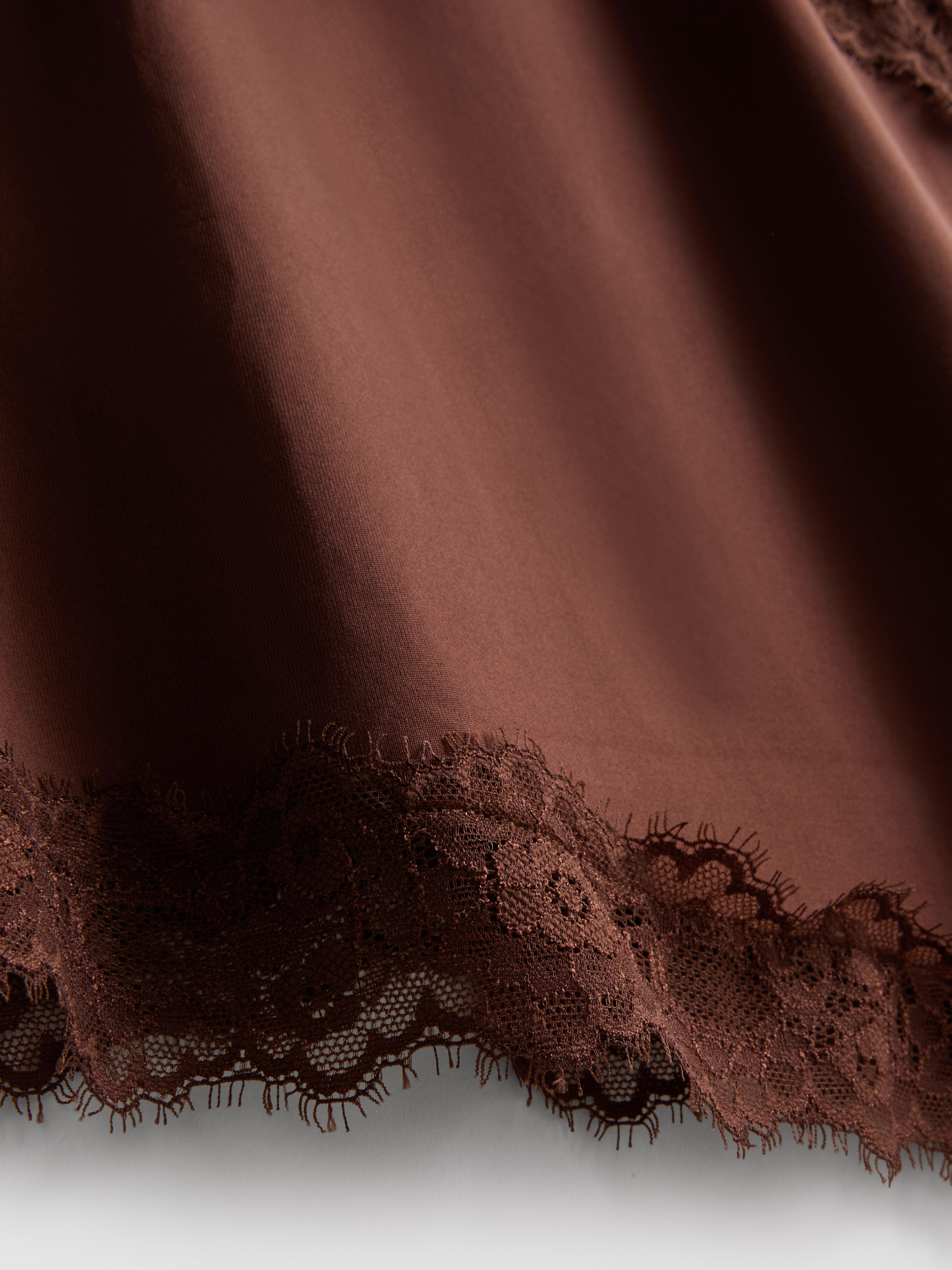 Women's Chocolate Asymmetric Lace Cami Top