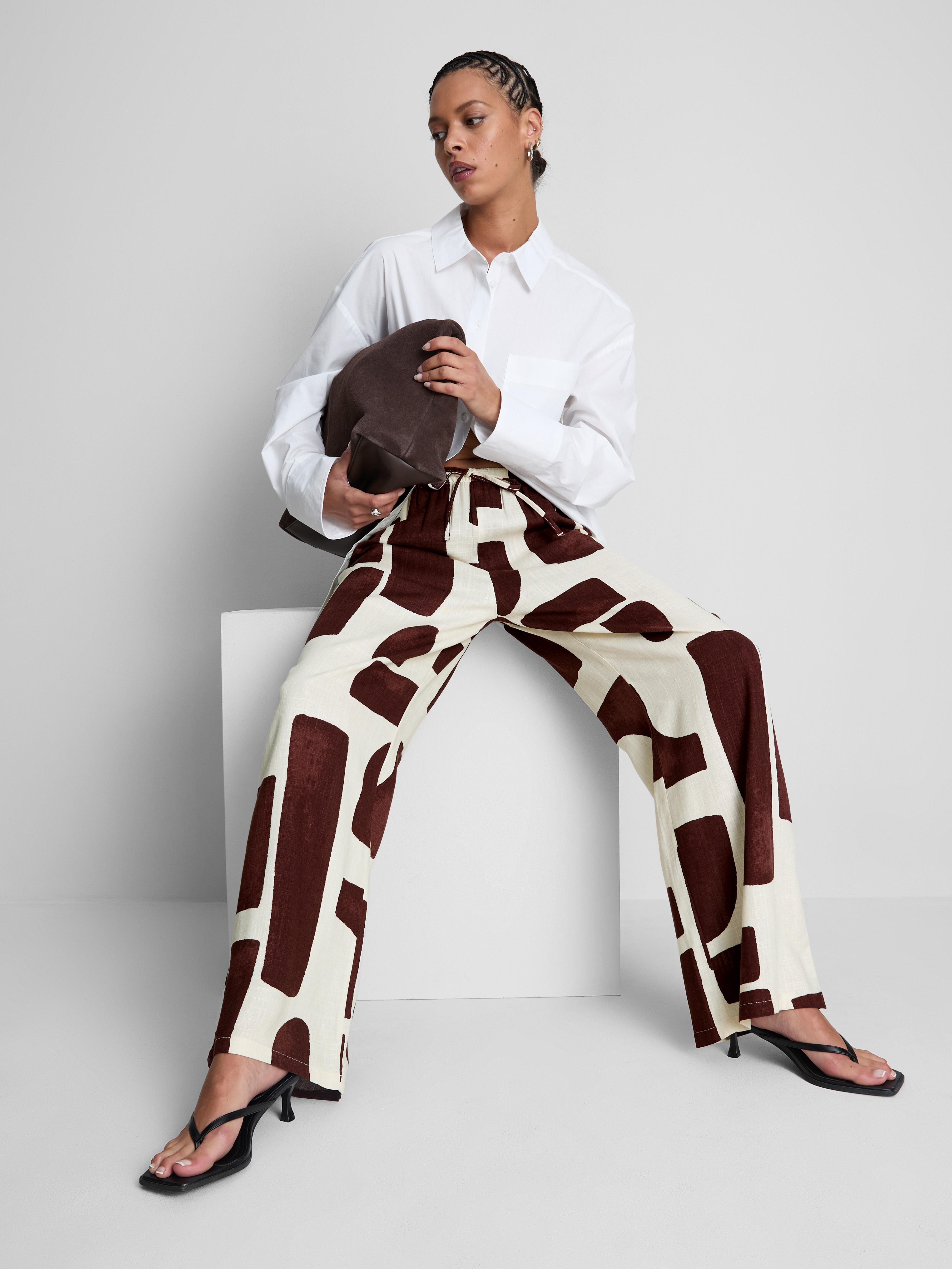 Wide Leg Printed Trousers