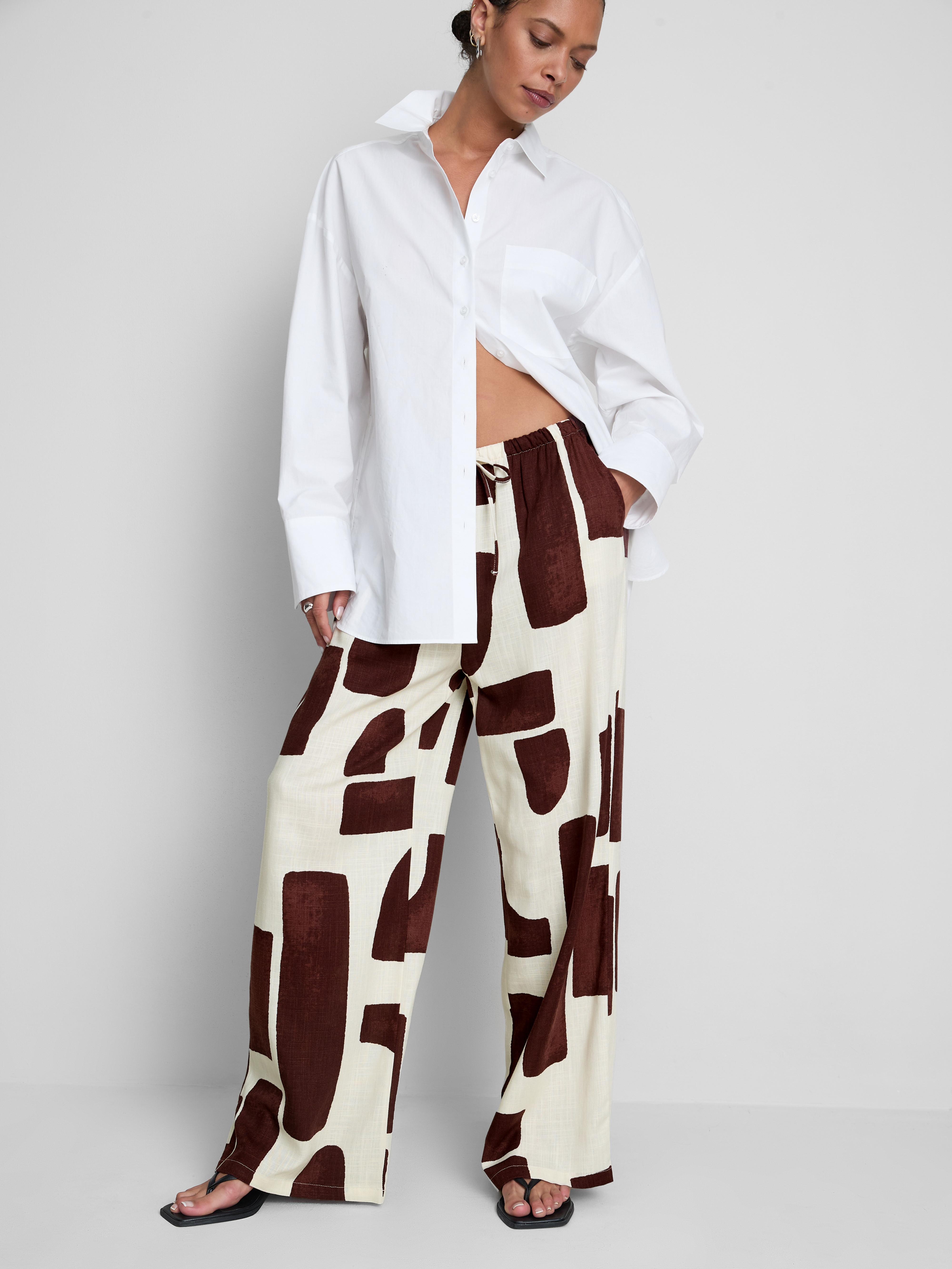 Wide Leg Printed Trousers