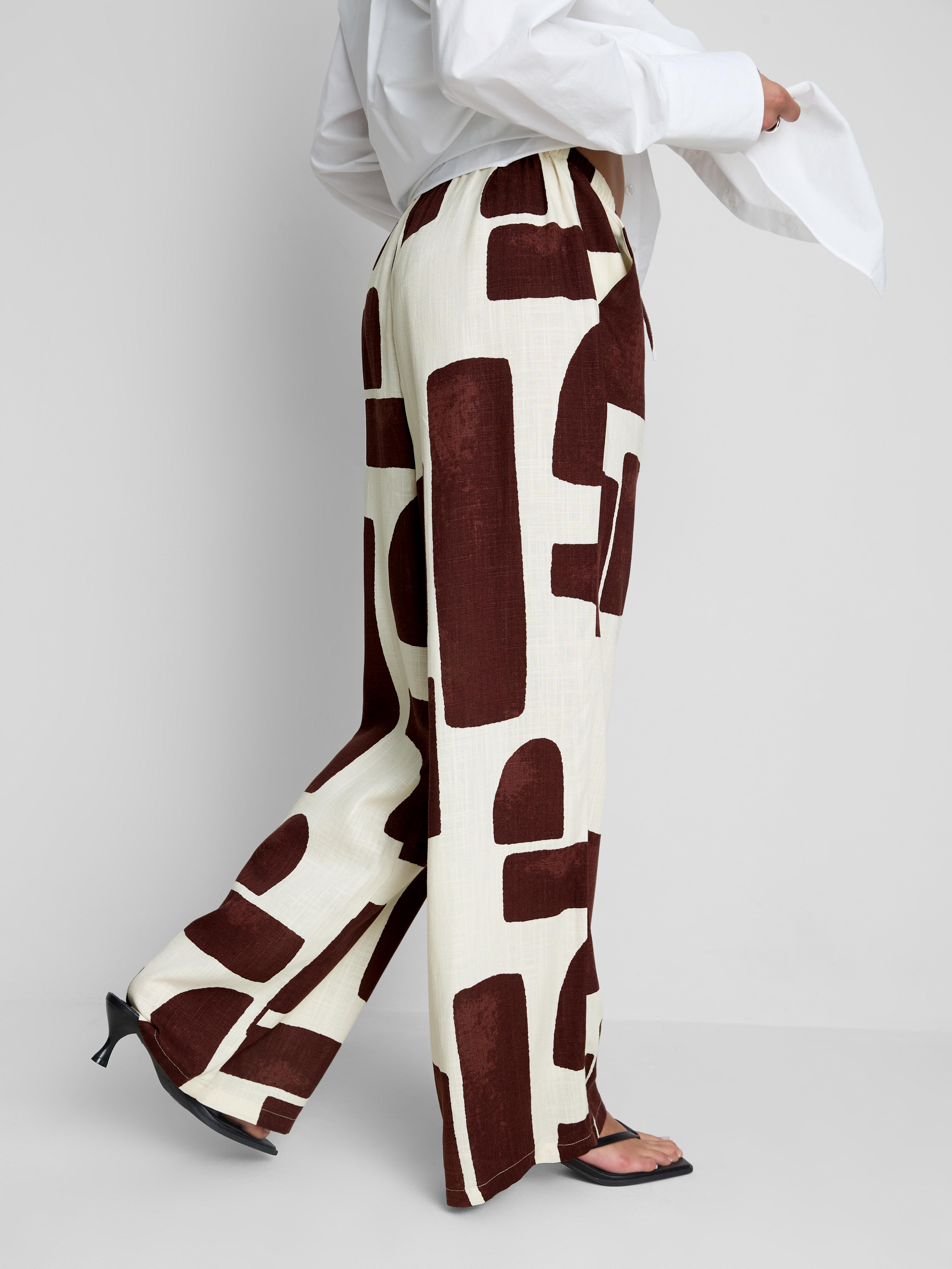 Wide Leg Printed Trousers